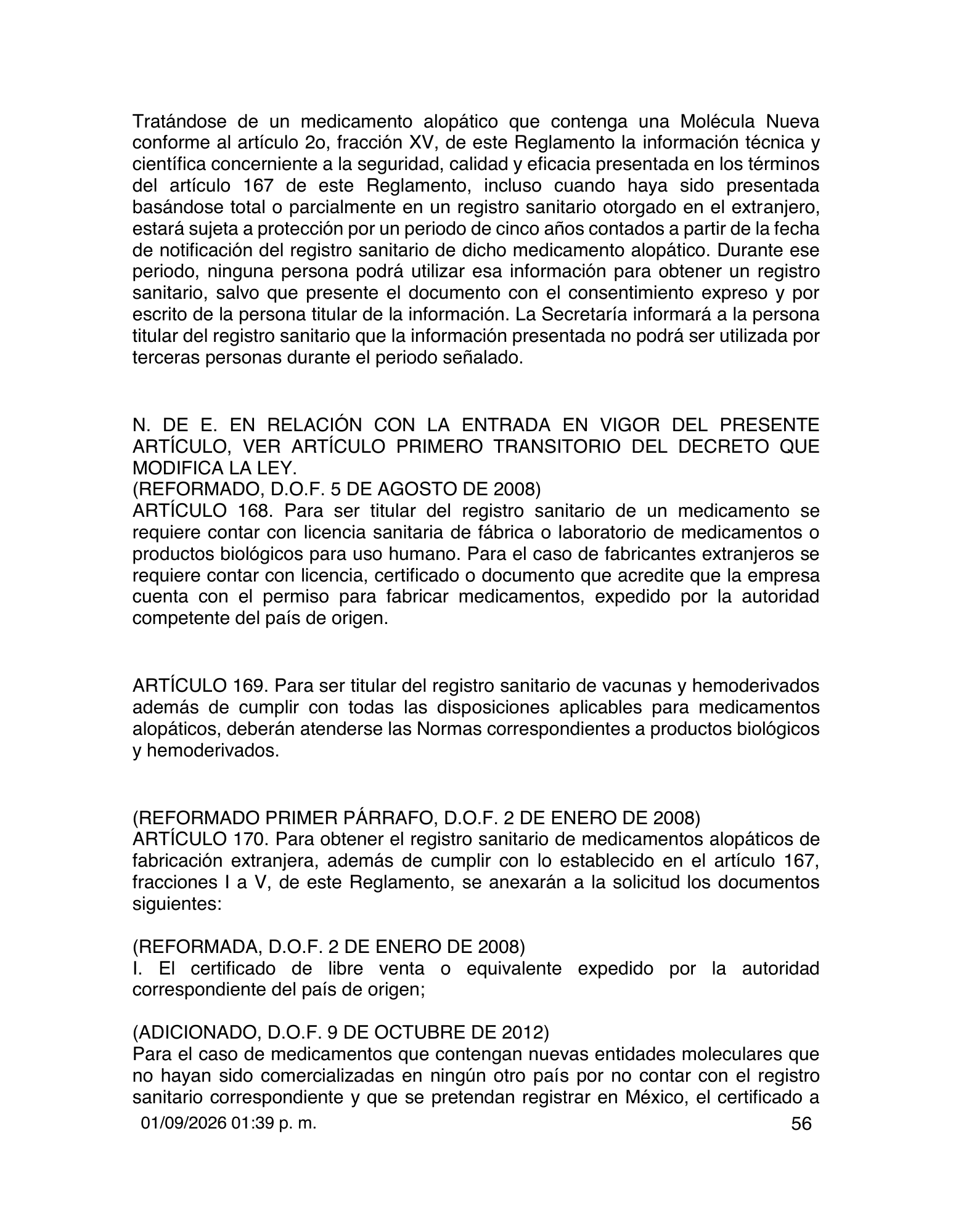 Reglamento de Insumos para la Salud — 2026 compiled expression — official PDF page 56