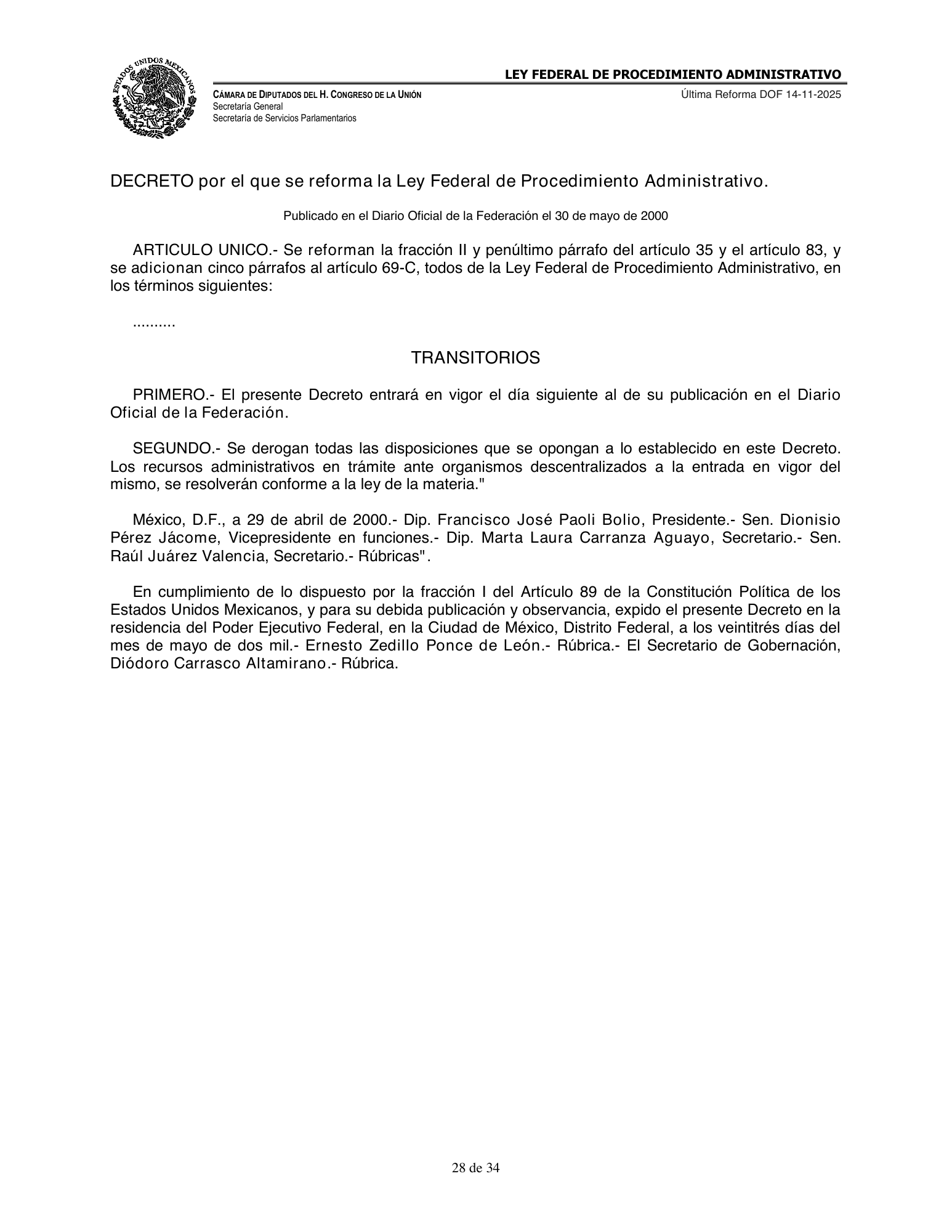 Ley Federal de Procedimiento Administrativo — official PDF page 28