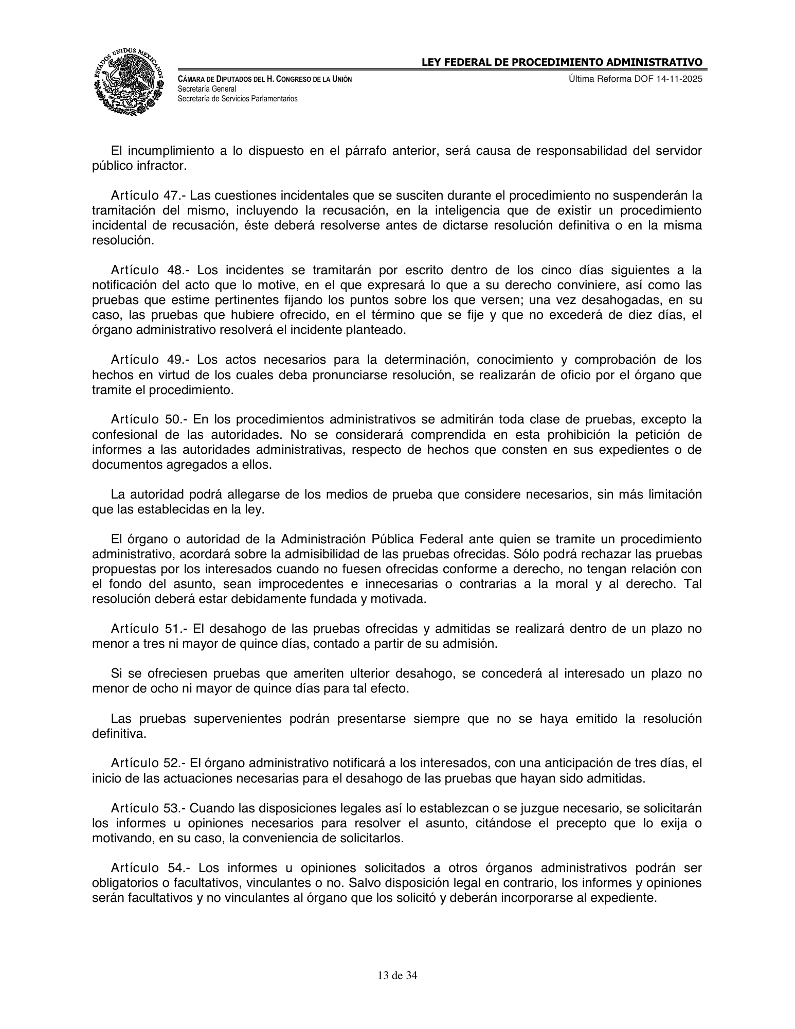 Ley Federal de Procedimiento Administrativo — official PDF page 13