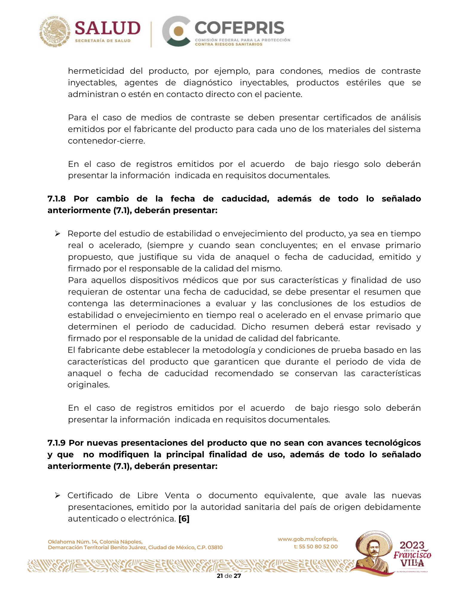 Criterios para definir la clasificación de las modificaciones a las condiciones de registro sanitario de dispositivos médicos — original physical PDF page 22; full original layout and figures retained.