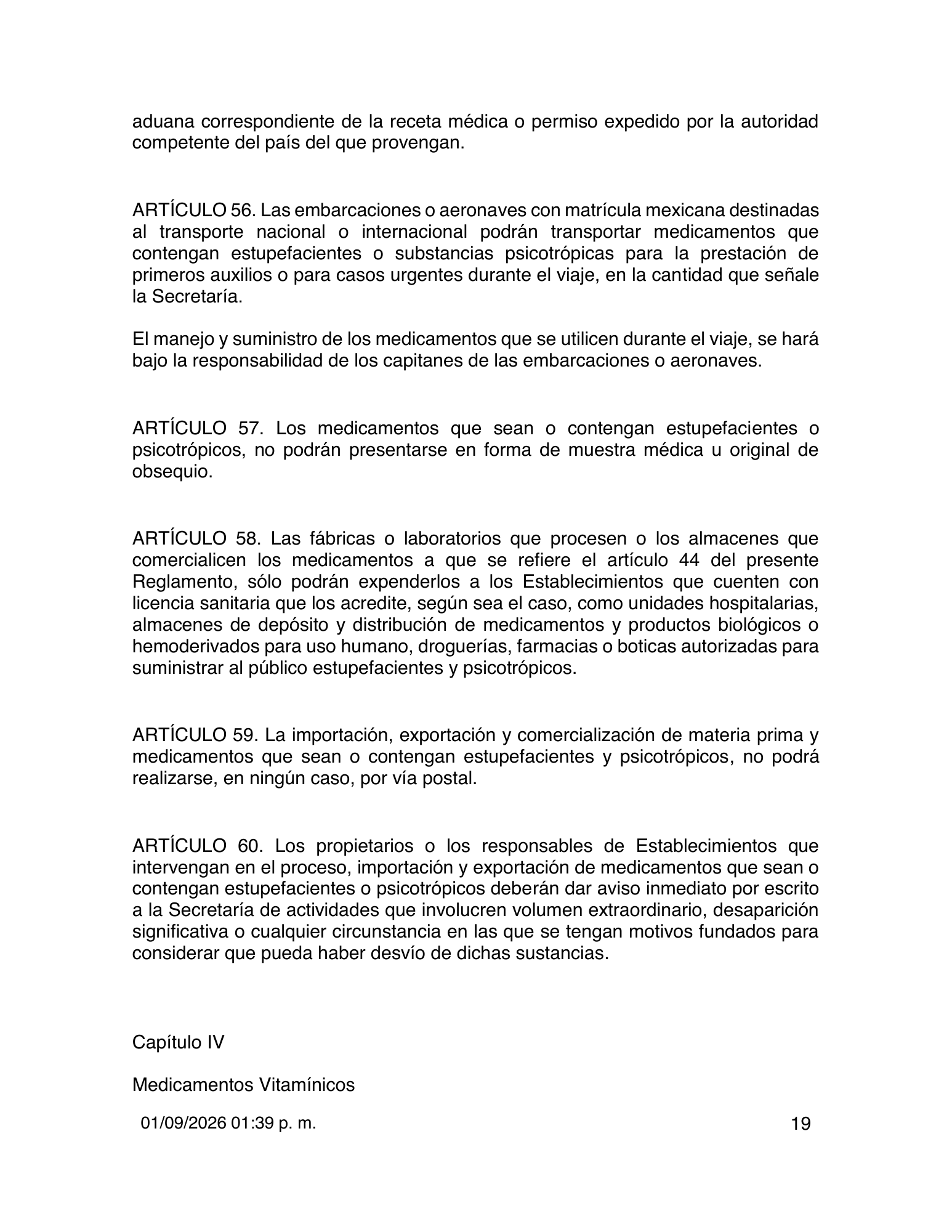Reglamento de Insumos para la Salud — 2026 compiled expression — official PDF page 19