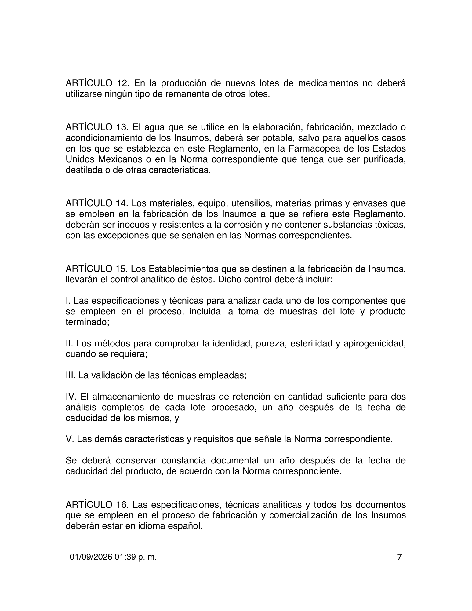 Reglamento de Insumos para la Salud — 2026 compiled expression — official PDF page 7
