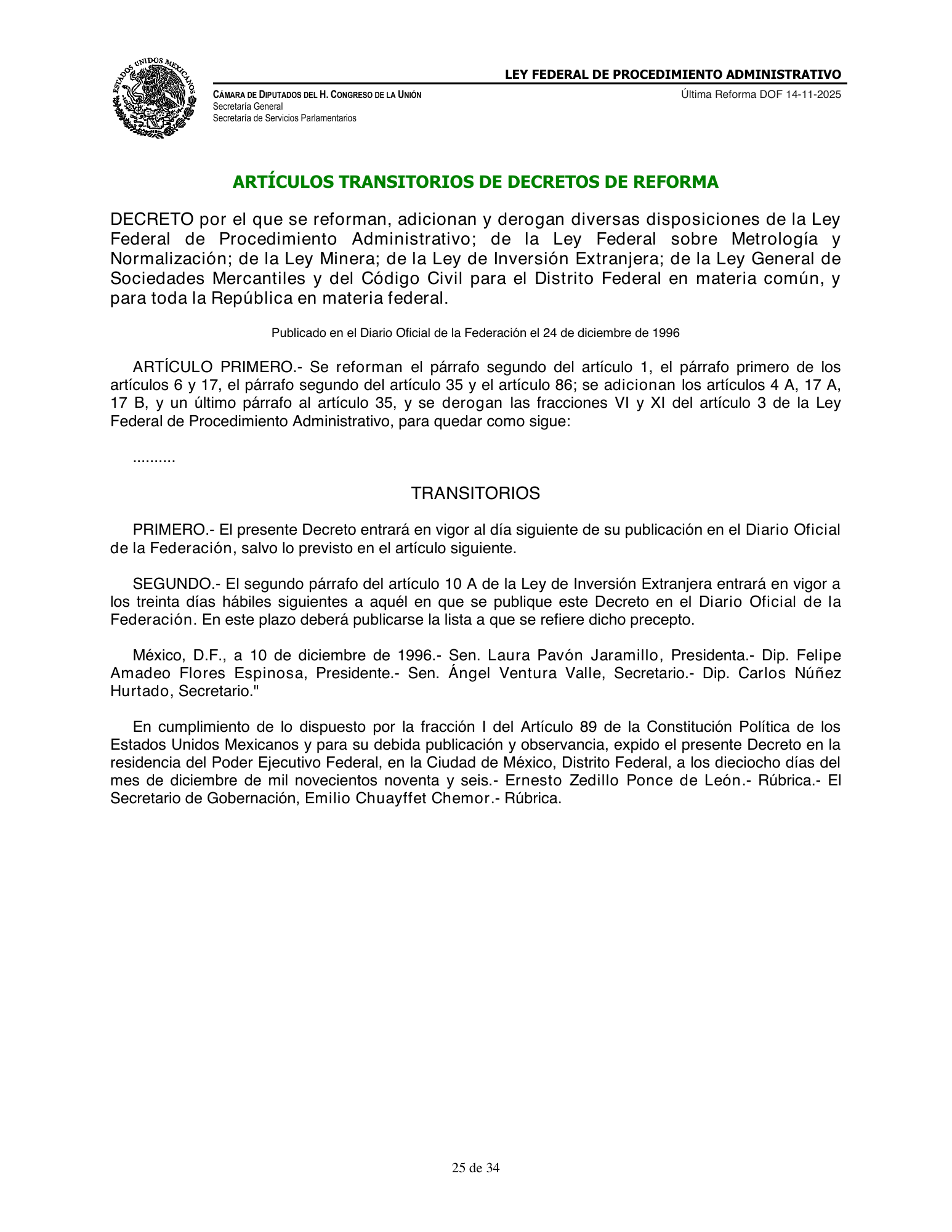 Ley Federal de Procedimiento Administrativo — official PDF page 25