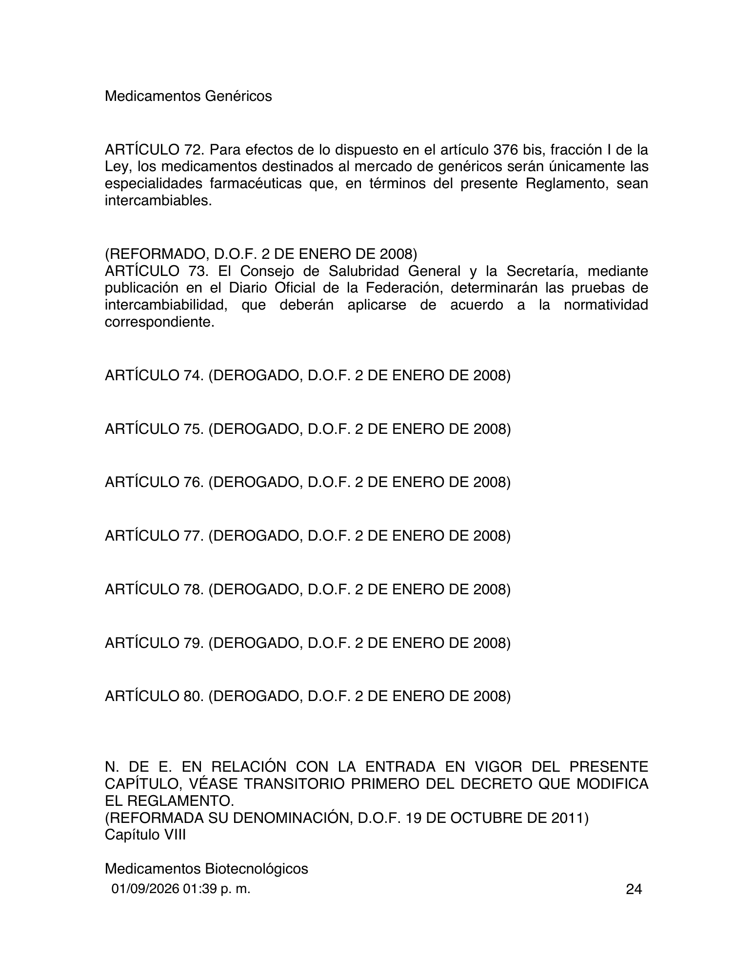 Reglamento de Insumos para la Salud — 2026 compiled expression — official PDF page 24