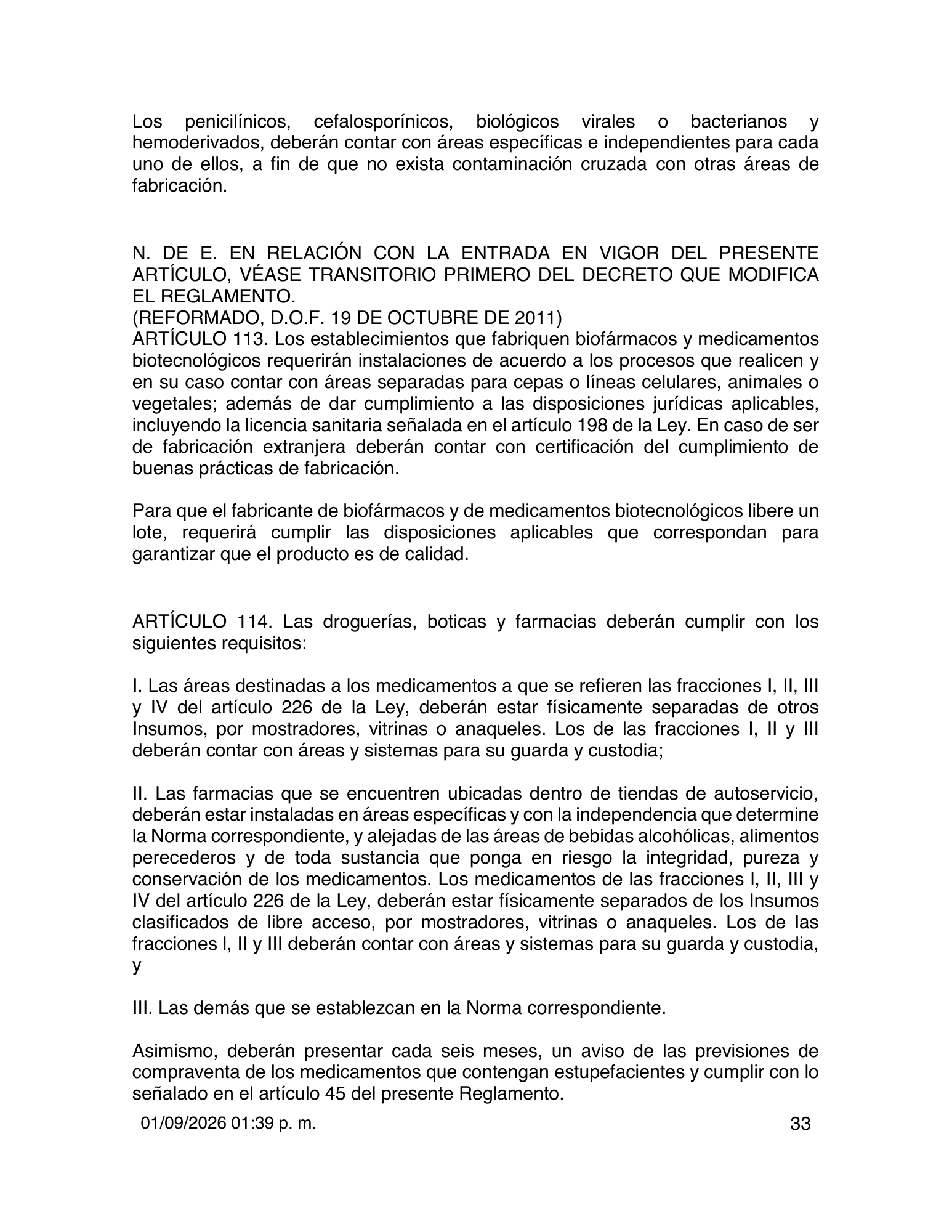 Reglamento de Insumos para la Salud — 2026 compiled expression — official PDF page 33