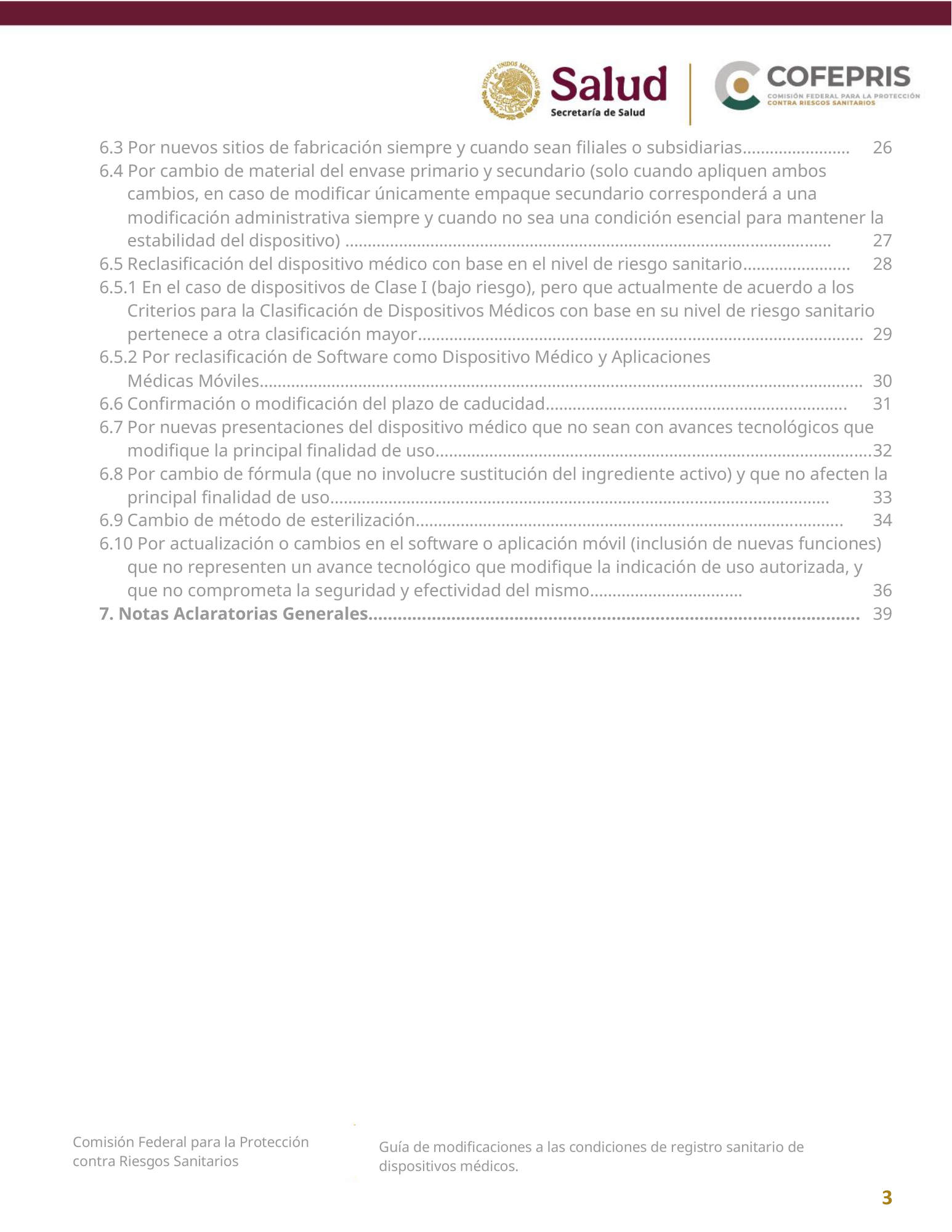COFEPRIS — Guía de modificaciones de dispositivos médicos, diciembre 2025 — official PDF page 3