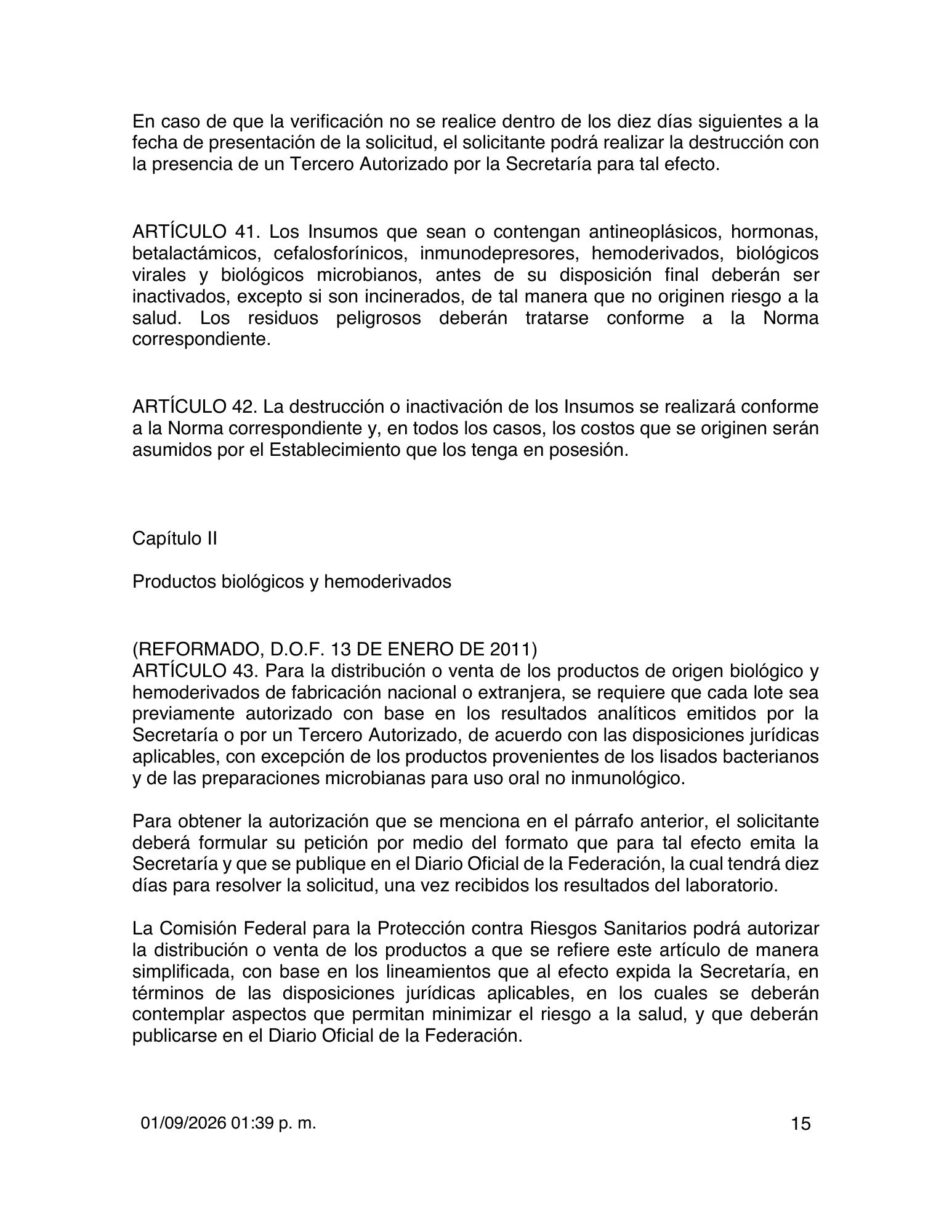 Reglamento de Insumos para la Salud — 2026 compiled expression — official PDF page 15