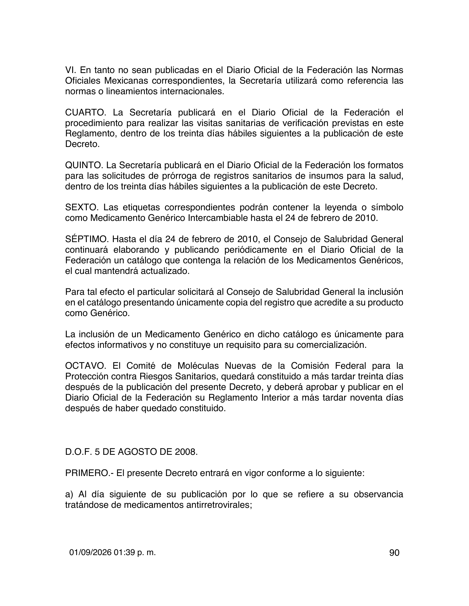 Reglamento de Insumos para la Salud — 2026 compiled expression — official PDF page 90
