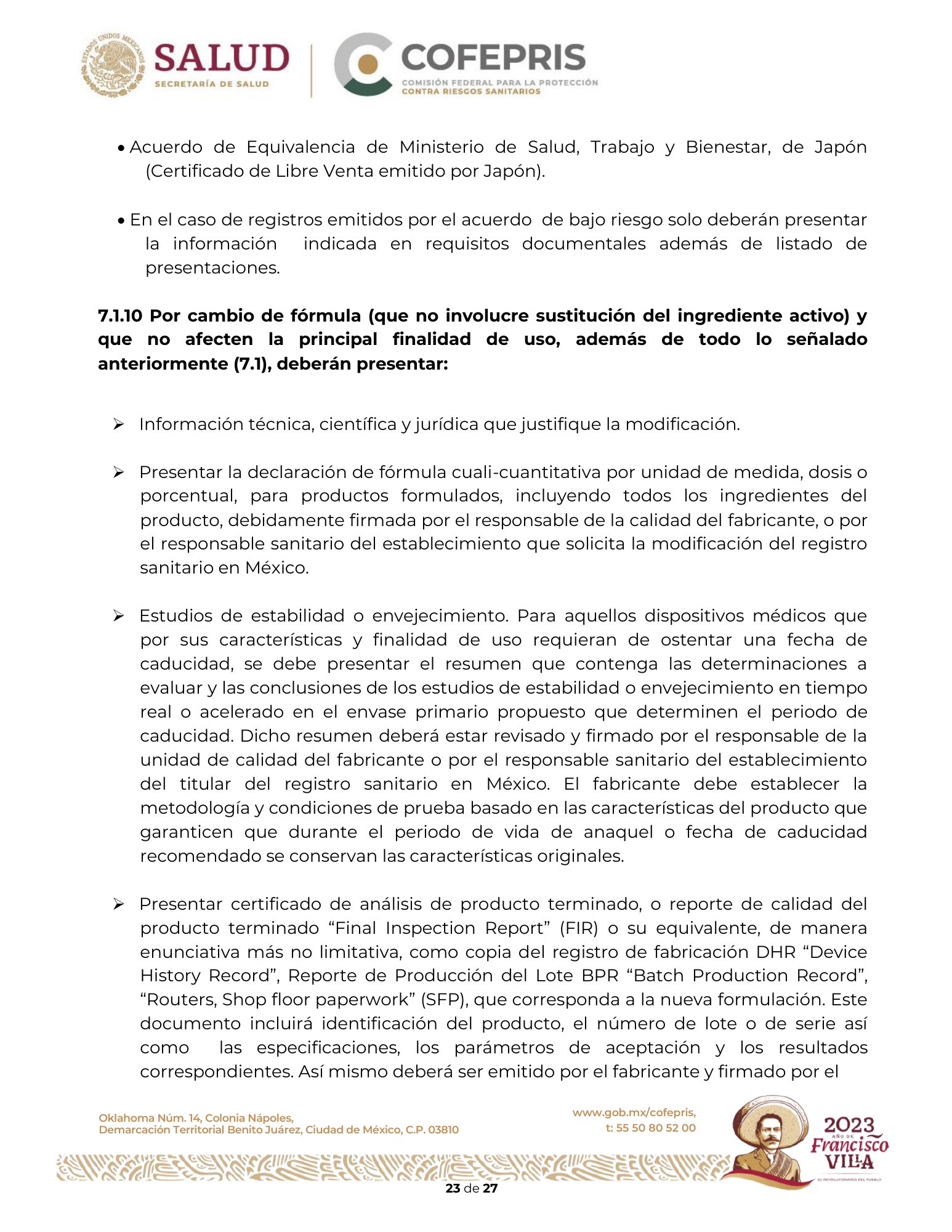 Criterios para definir la clasificación de las modificaciones a las condiciones de registro sanitario de dispositivos médicos — original physical PDF page 24; full original layout and figures retained.