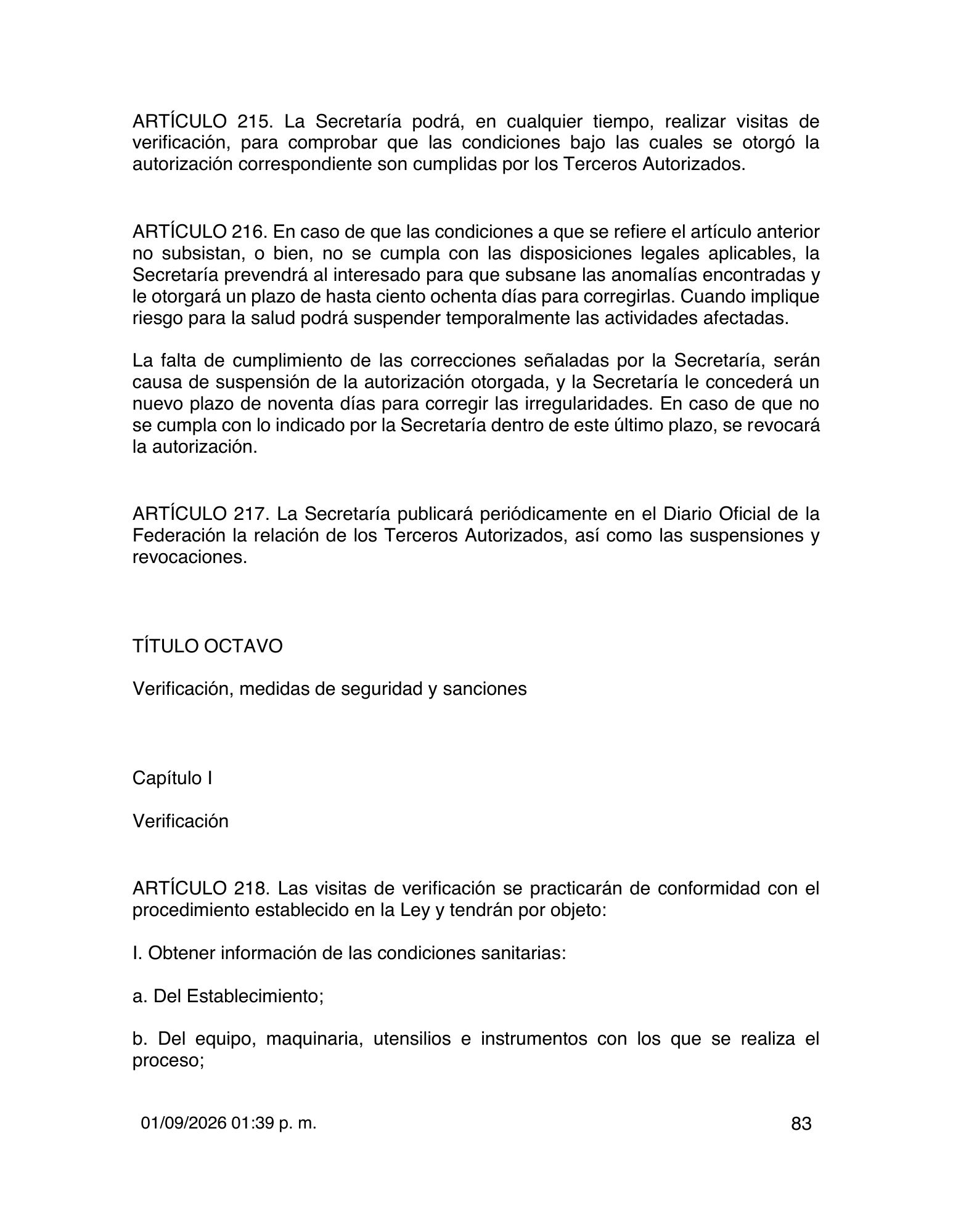 Reglamento de Insumos para la Salud — 2026 compiled expression — official PDF page 83