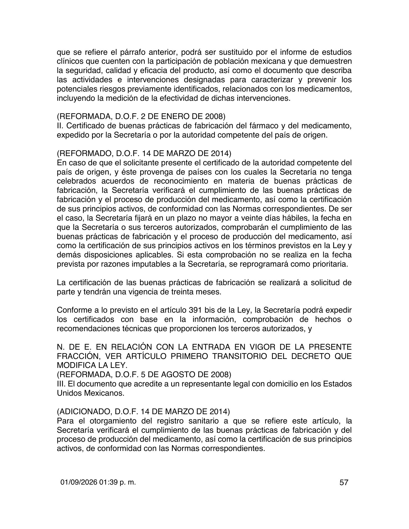 Reglamento de Insumos para la Salud — 2026 compiled expression — official PDF page 57