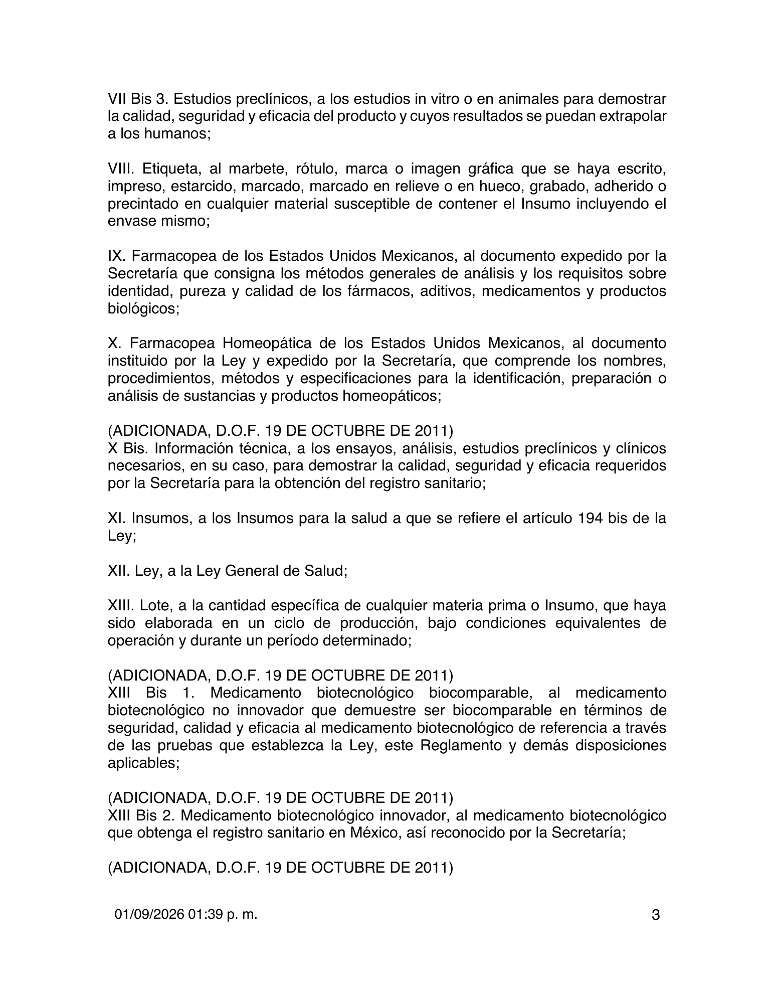 Reglamento de Insumos para la Salud — 2026 compiled expression — official PDF page 3