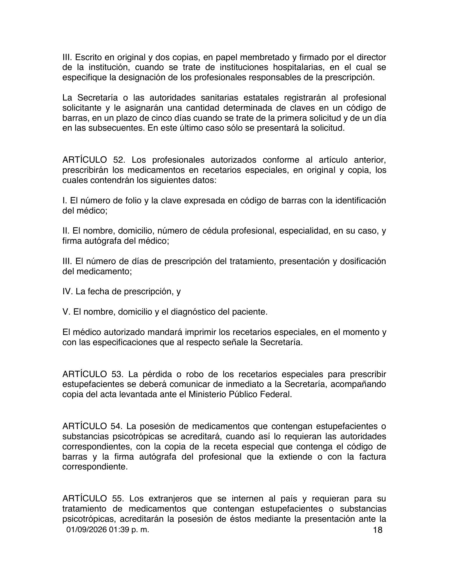 Reglamento de Insumos para la Salud — 2026 compiled expression — official PDF page 18