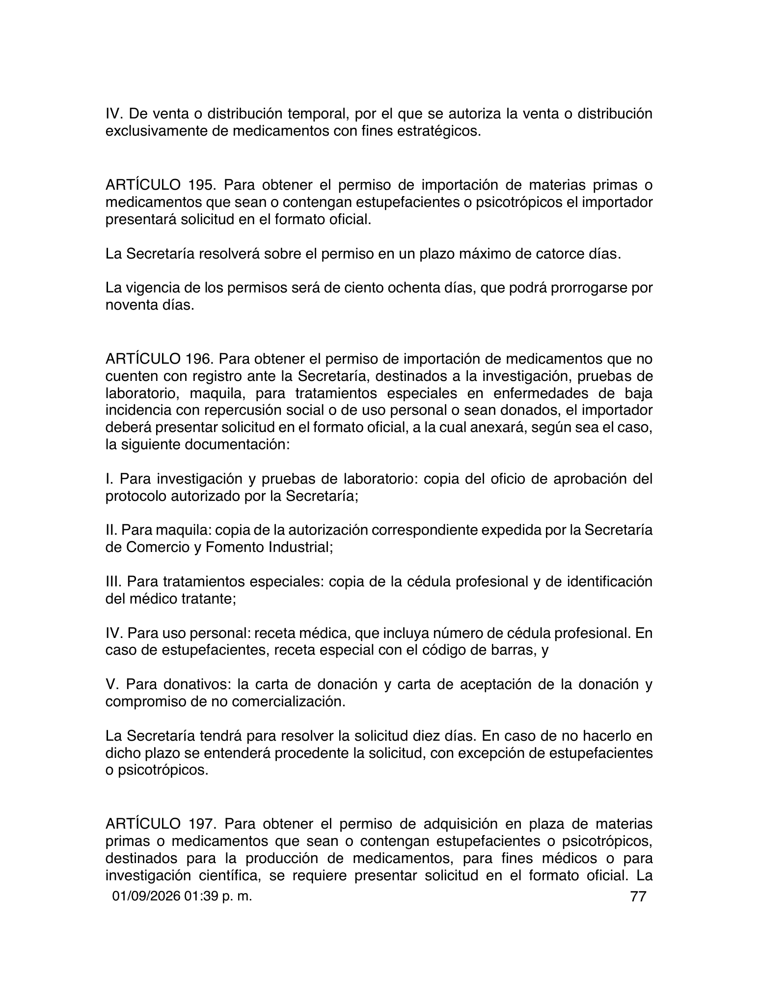 Reglamento de Insumos para la Salud — 2026 compiled expression — official PDF page 77