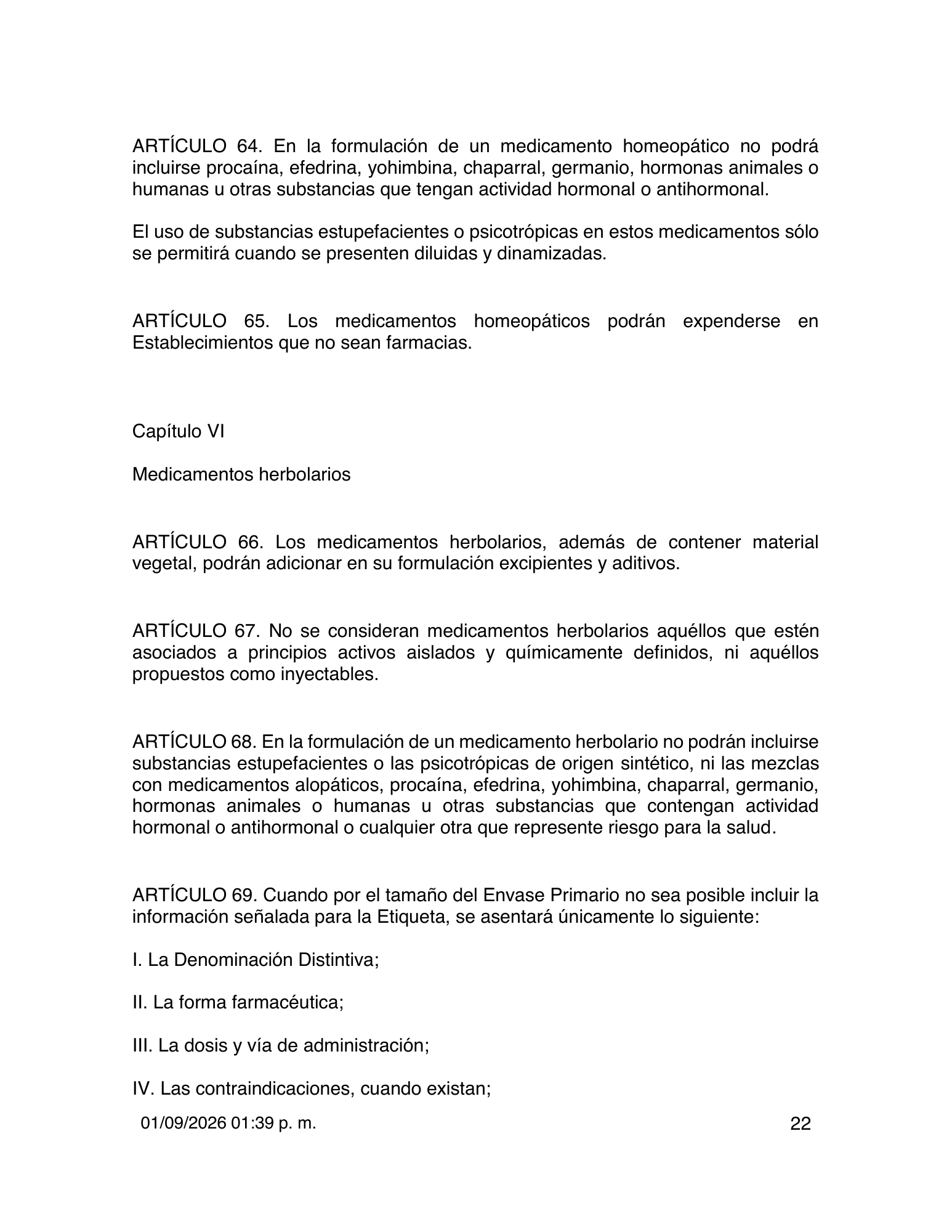 Reglamento de Insumos para la Salud — 2026 compiled expression — official PDF page 22