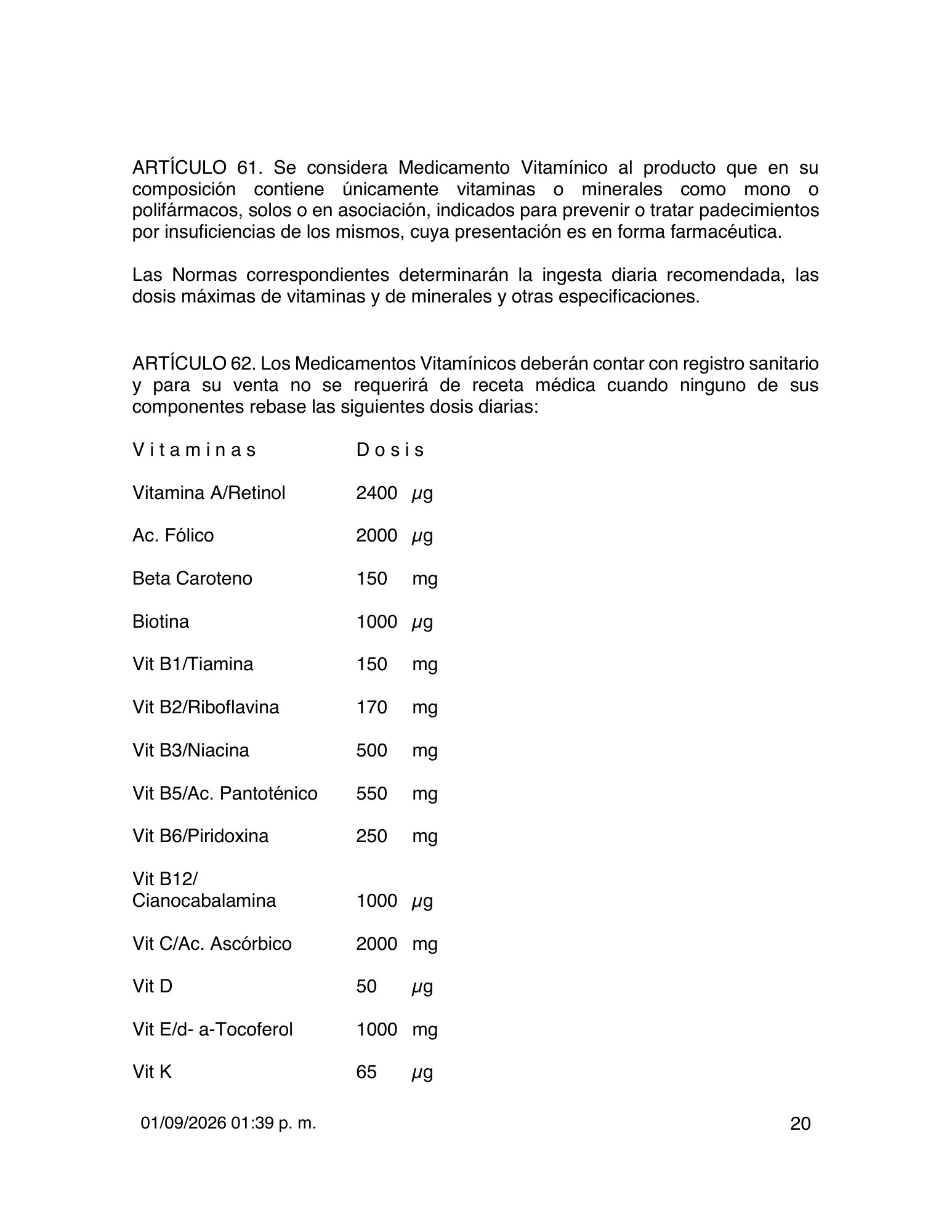 Reglamento de Insumos para la Salud — 2026 compiled expression — official PDF page 20