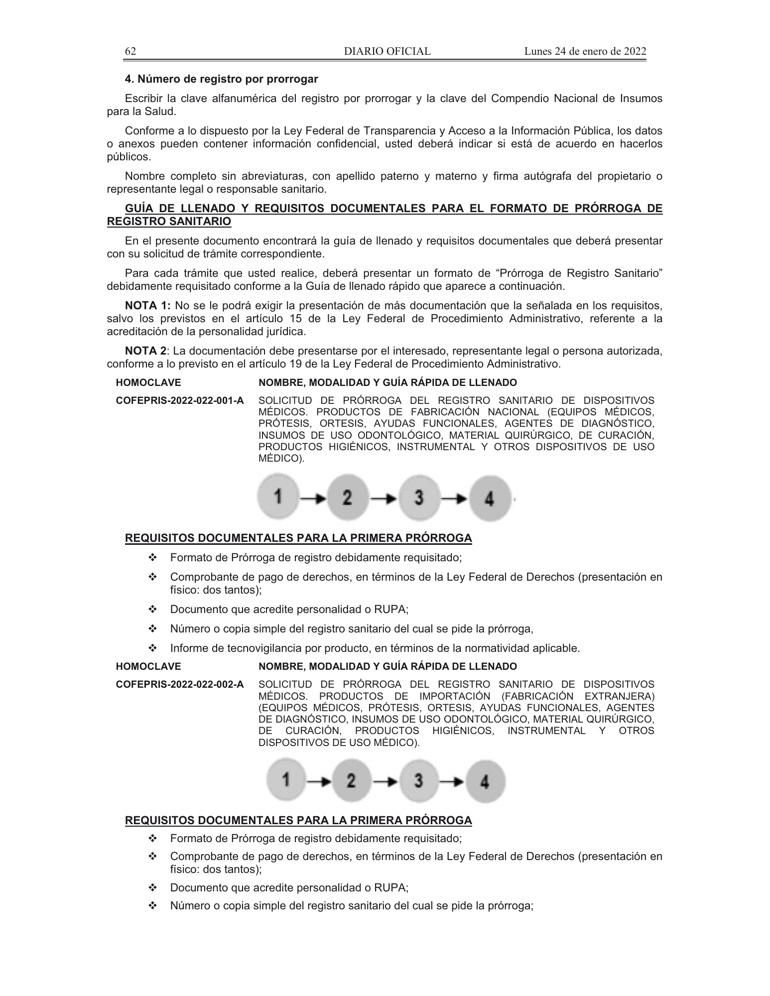 COFEPRIS procedures/forms amendment, DOF 24 January 2022 — original physical PDF page 27; complete page image is authoritative.