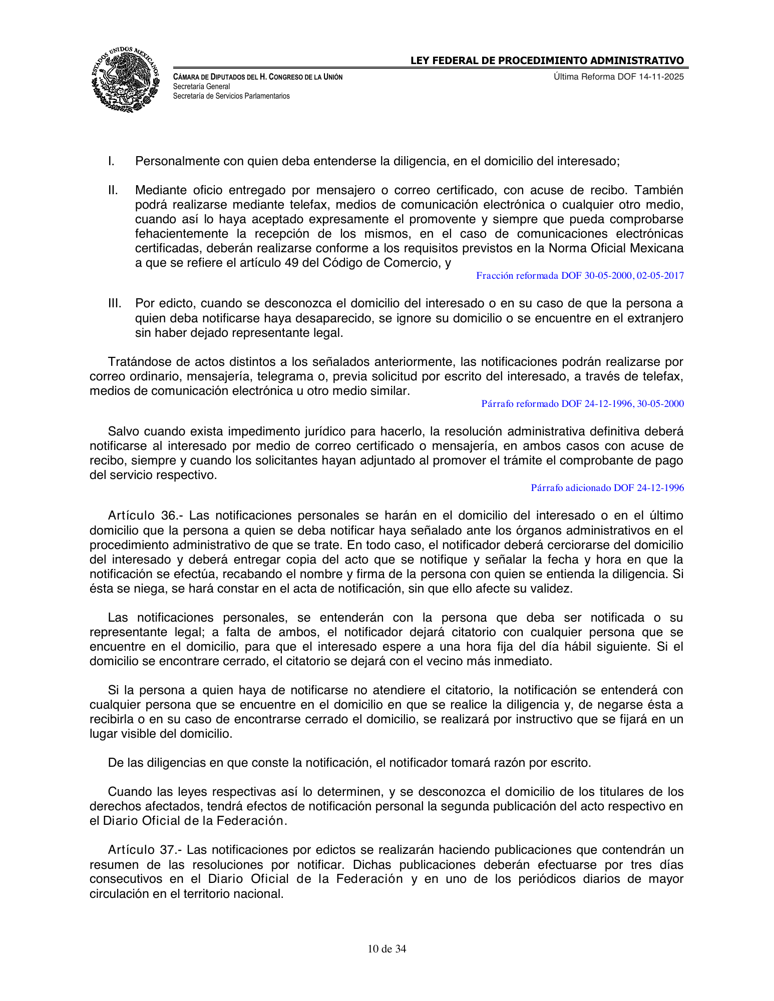 Ley Federal de Procedimiento Administrativo — official PDF page 10