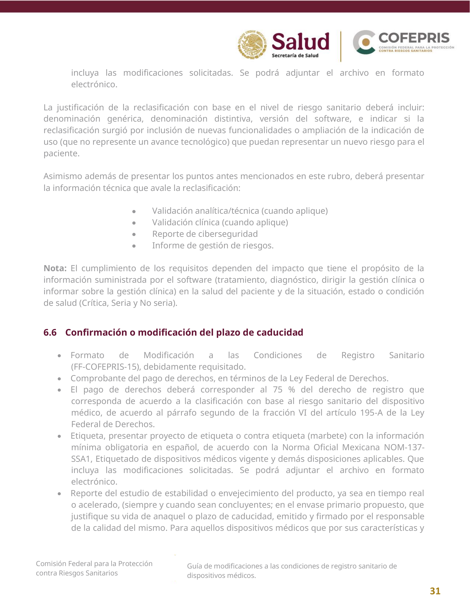 COFEPRIS — Guía de modificaciones de dispositivos médicos, diciembre 2025 — official PDF page 31