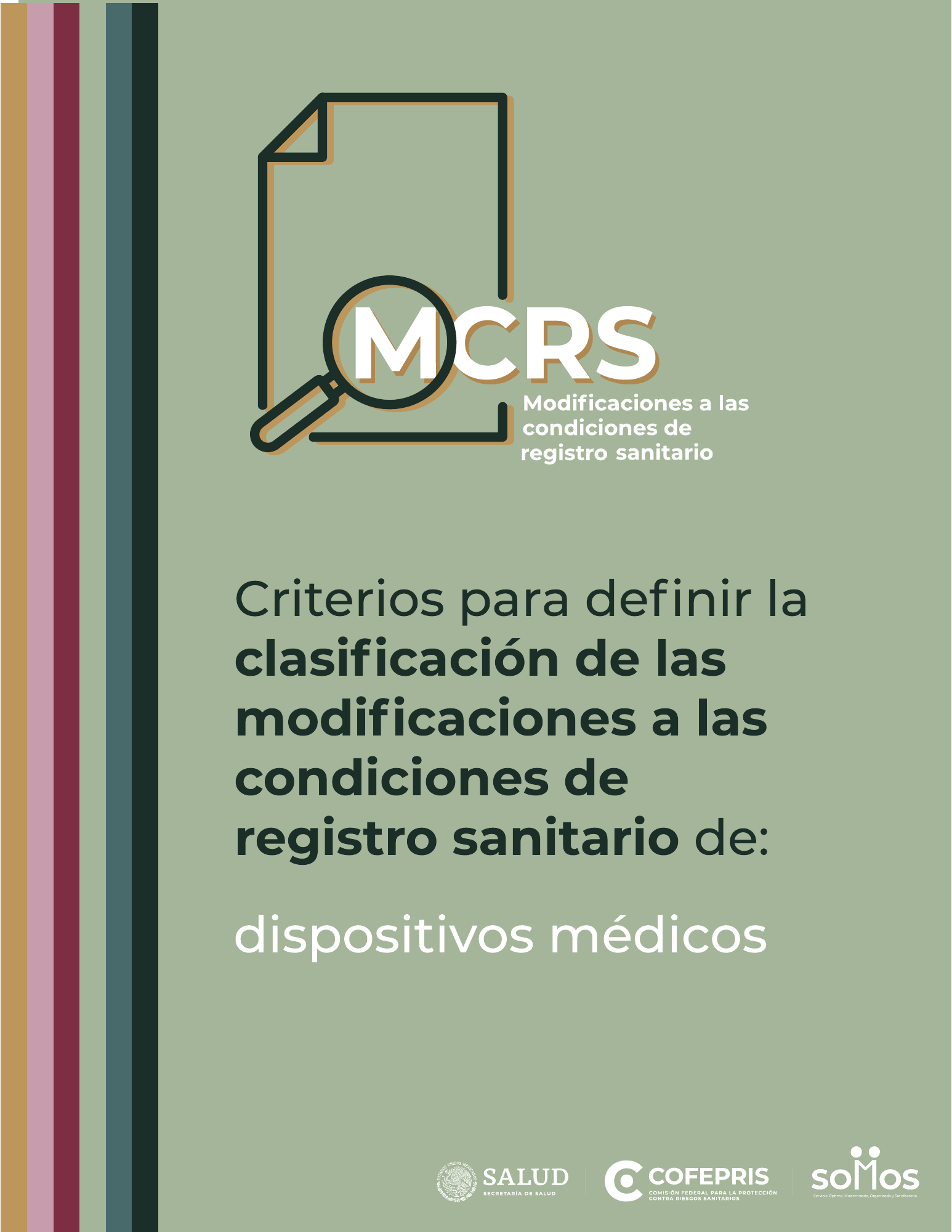 Criterios para definir la clasificación de las modificaciones a las condiciones de registro sanitario de dispositivos médicos — original physical PDF page 1; full original layout and figures retained.