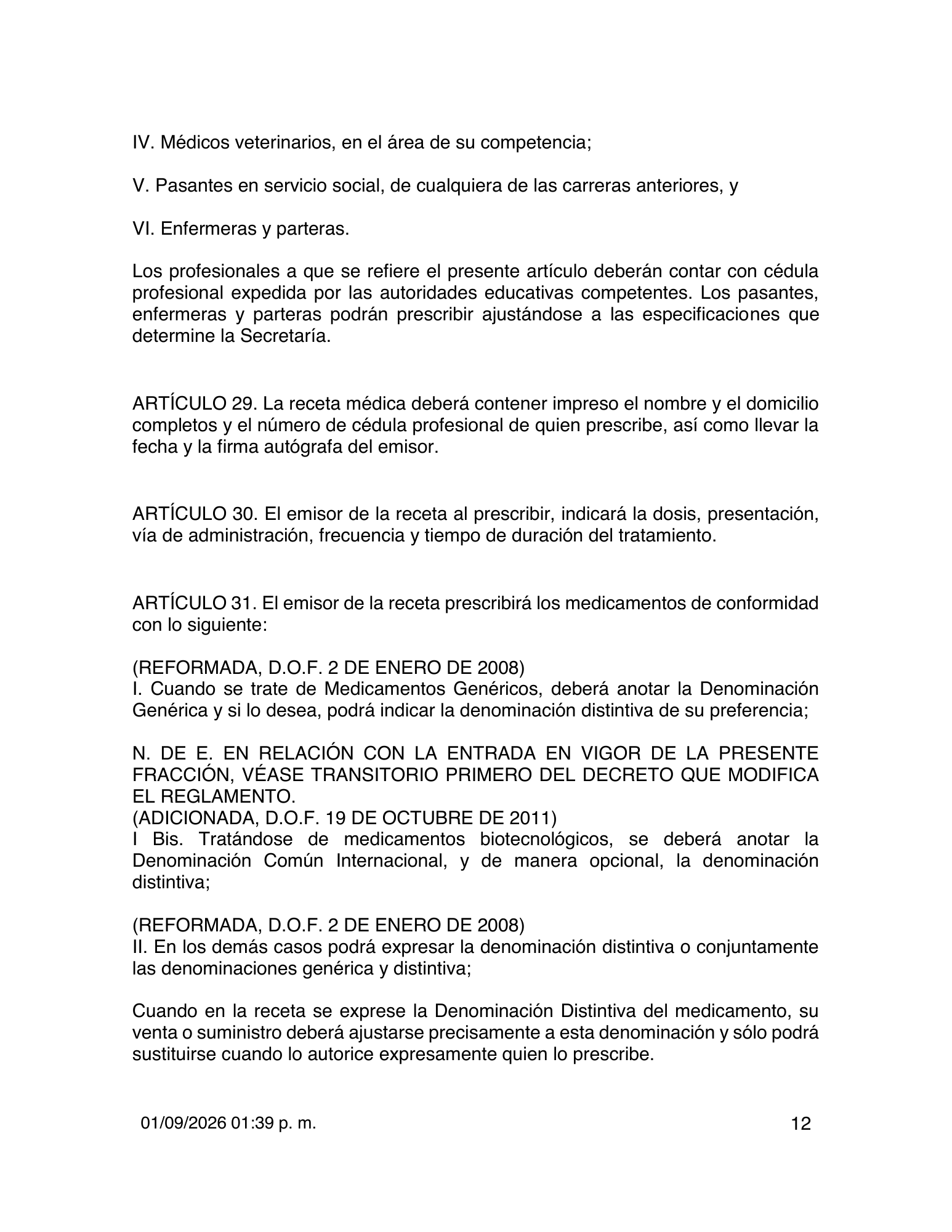 Reglamento de Insumos para la Salud — 2026 compiled expression — official PDF page 12