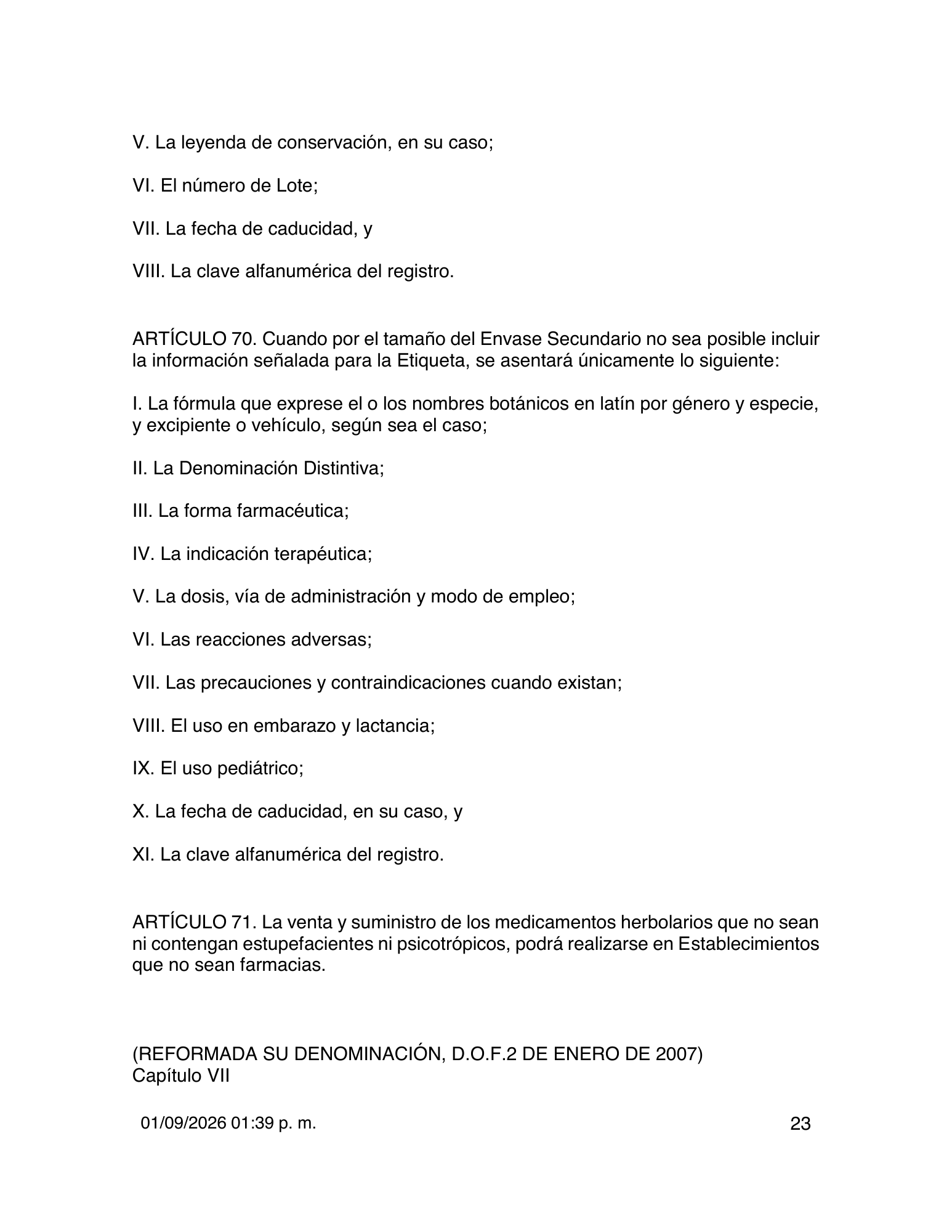 Reglamento de Insumos para la Salud — 2026 compiled expression — official PDF page 23