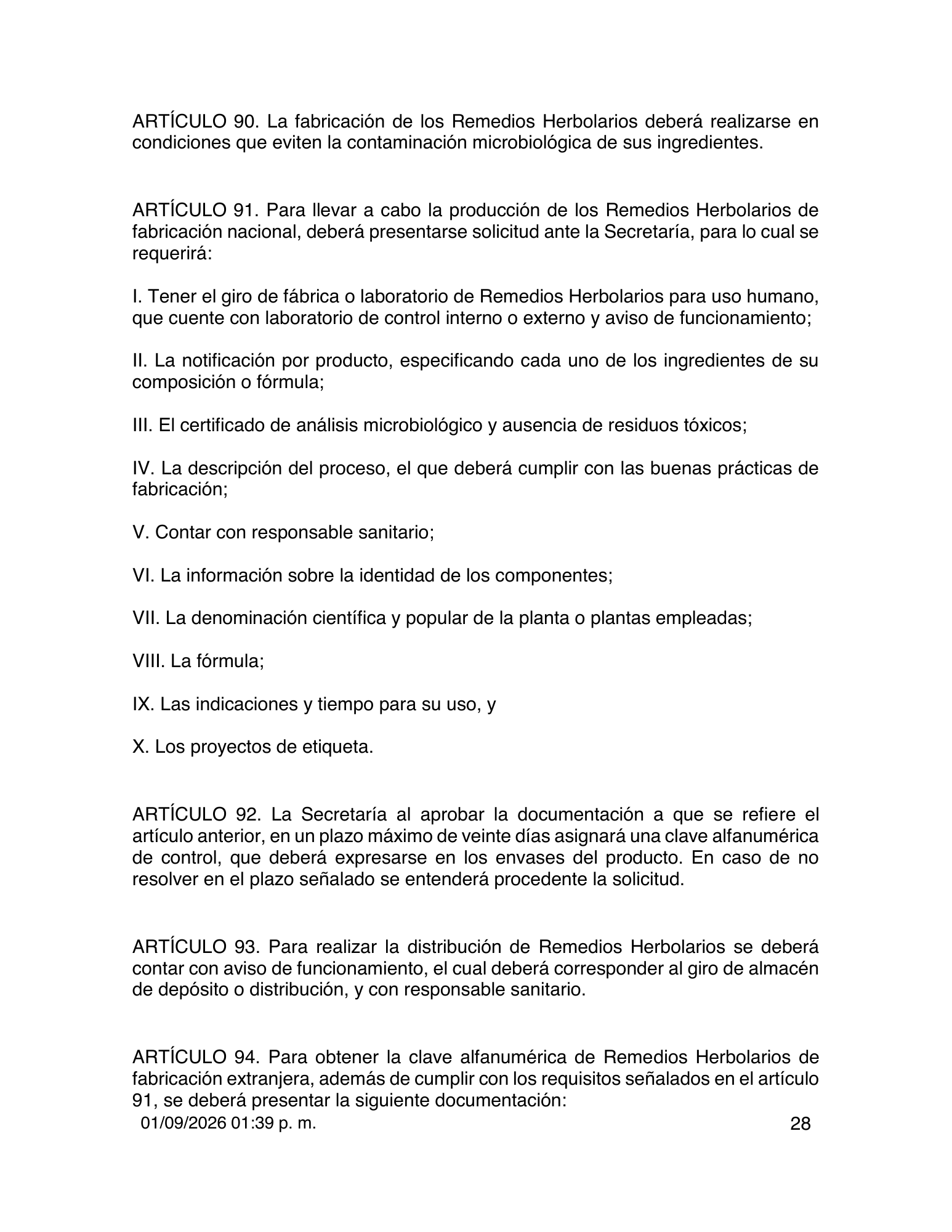 Reglamento de Insumos para la Salud — 2026 compiled expression — official PDF page 28