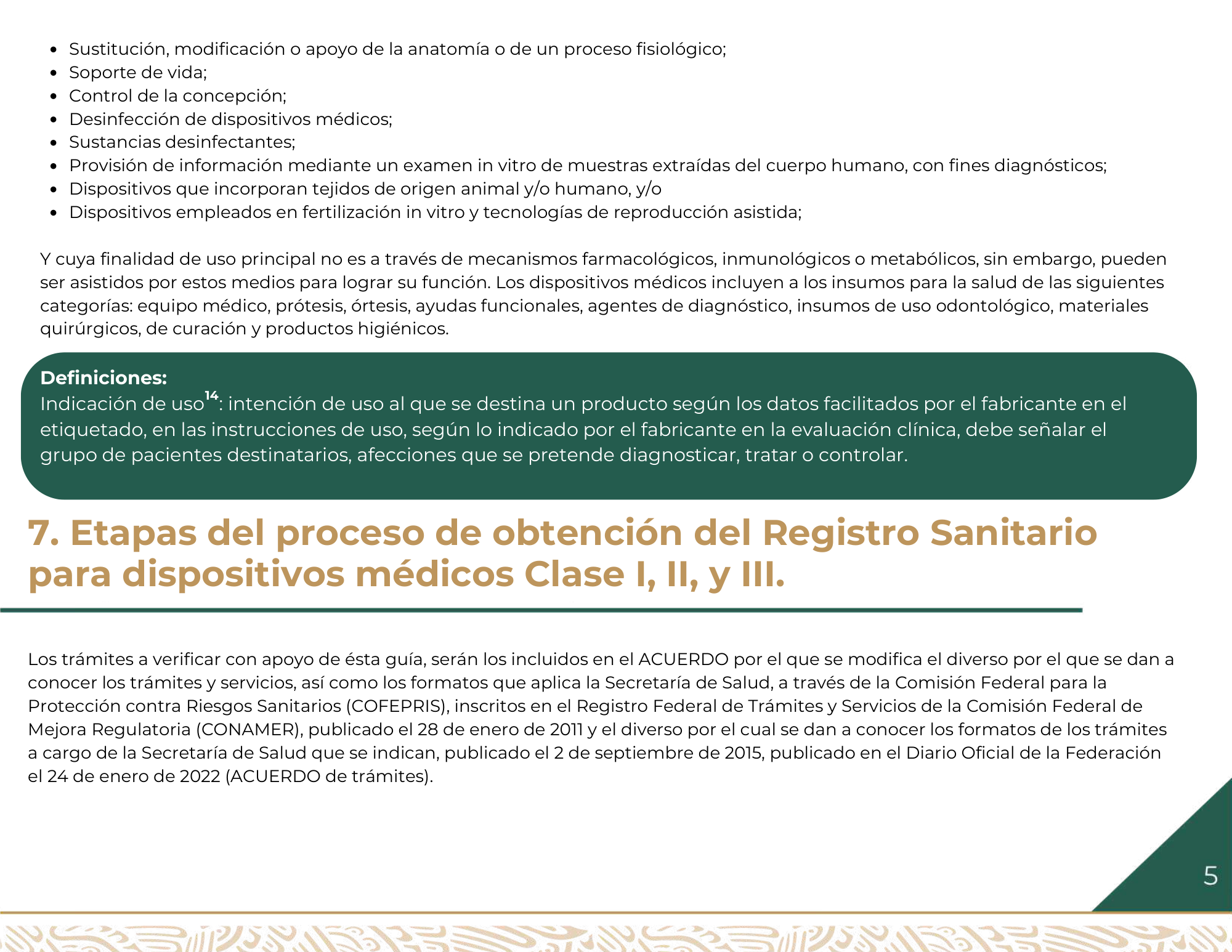 Guía para la obtención del registro sanitario de dispositivos médicos Clase I, II y III — original physical PDF page 6; full original layout and figures retained.
