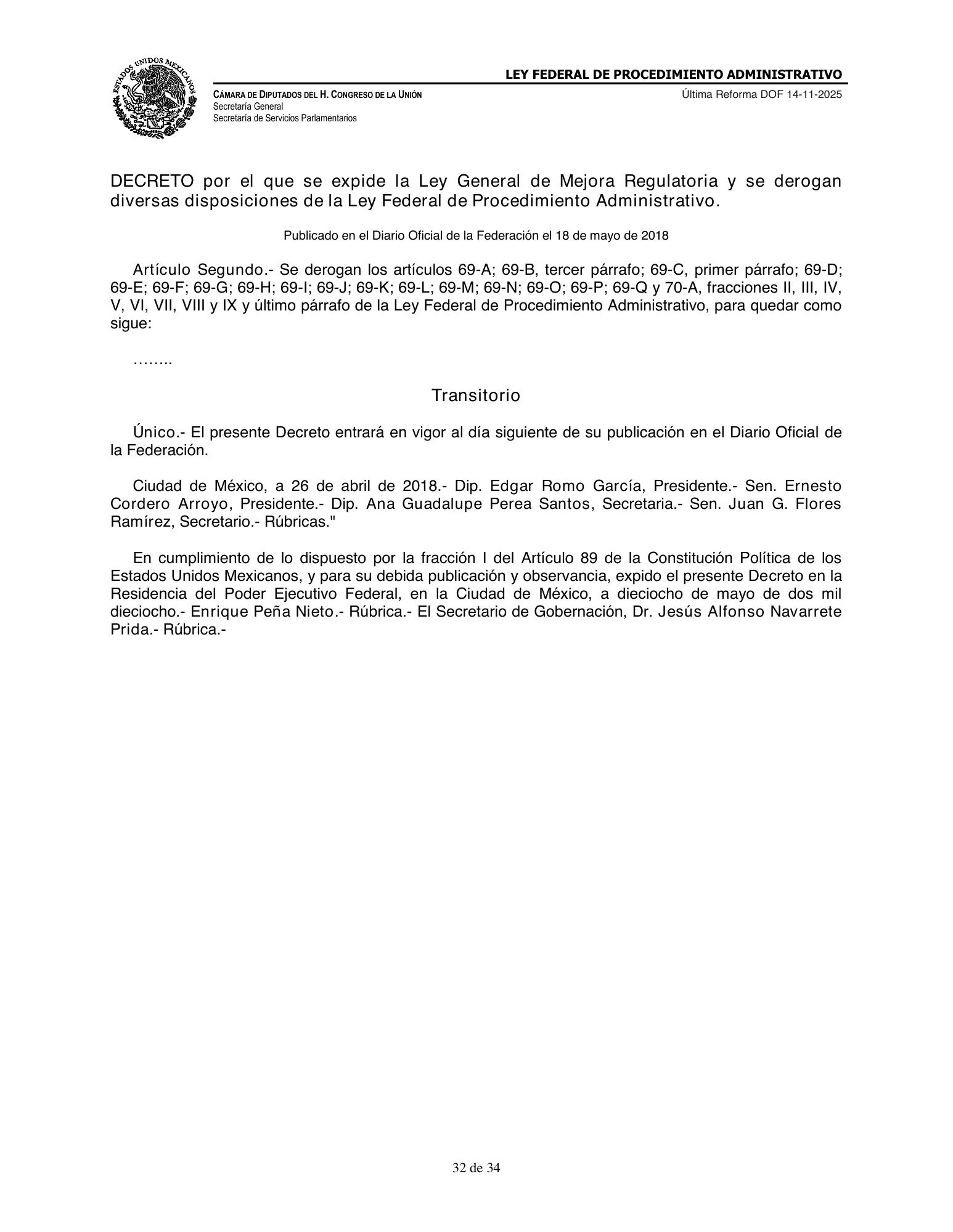 Ley Federal de Procedimiento Administrativo — official PDF page 32