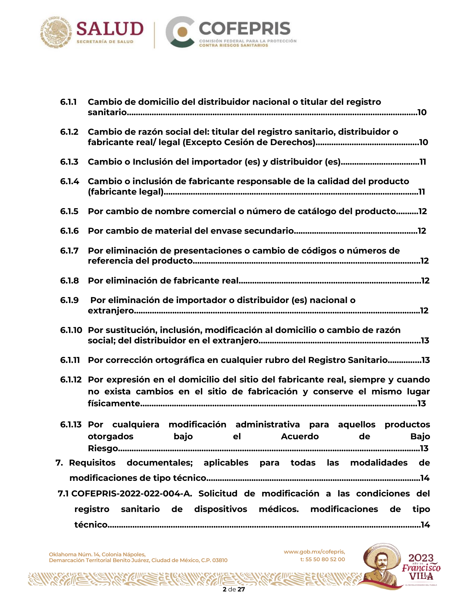 Criterios para definir la clasificación de las modificaciones a las condiciones de registro sanitario de dispositivos médicos — original physical PDF page 3; full original layout and figures retained.