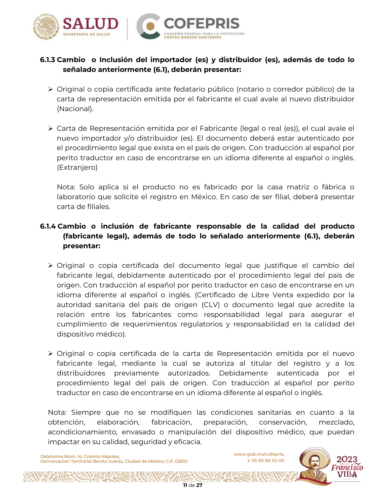 Criterios para definir la clasificación de las modificaciones a las condiciones de registro sanitario de dispositivos médicos — original physical PDF page 12; full original layout and figures retained.