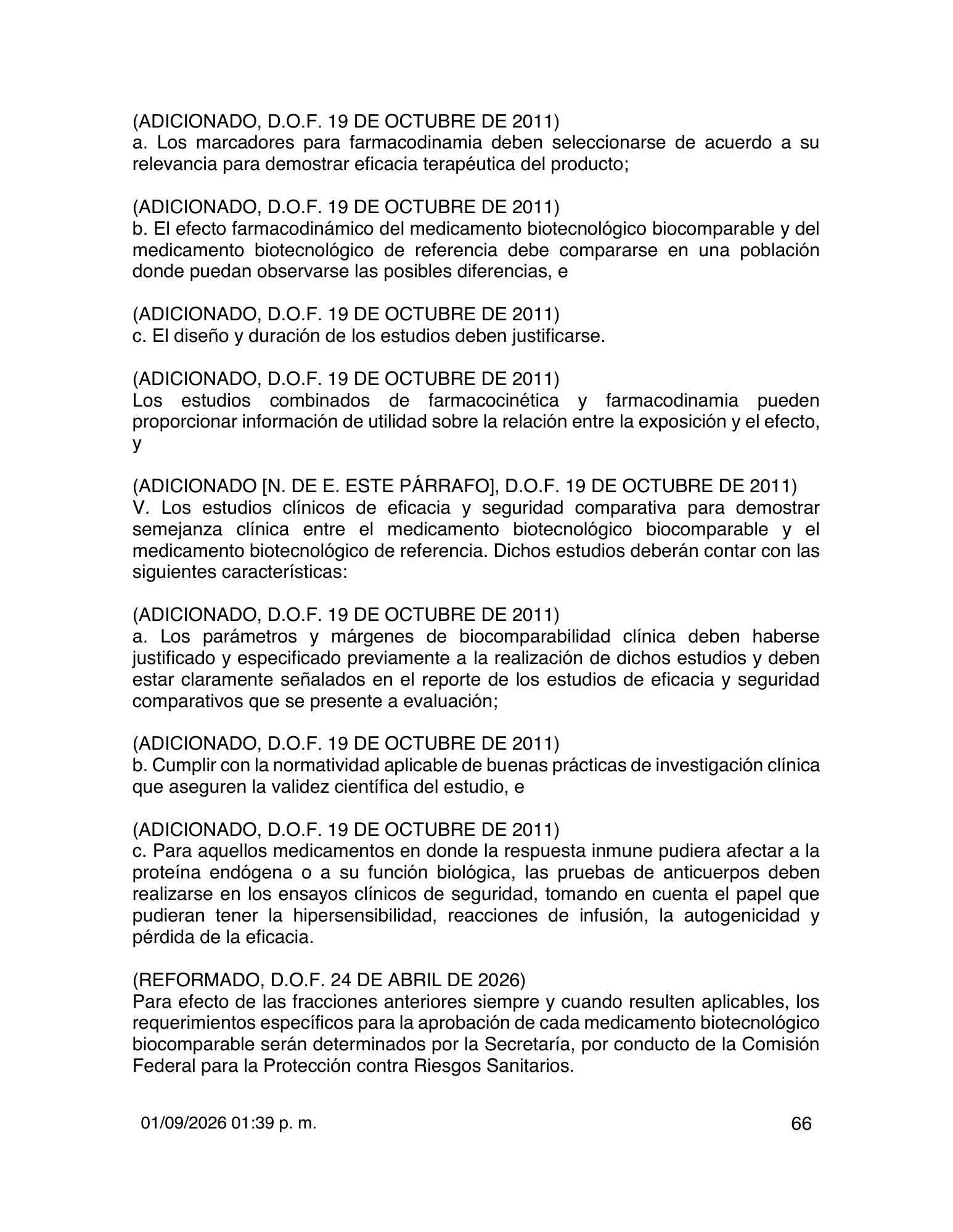 Reglamento de Insumos para la Salud — 2026 compiled expression — official PDF page 66