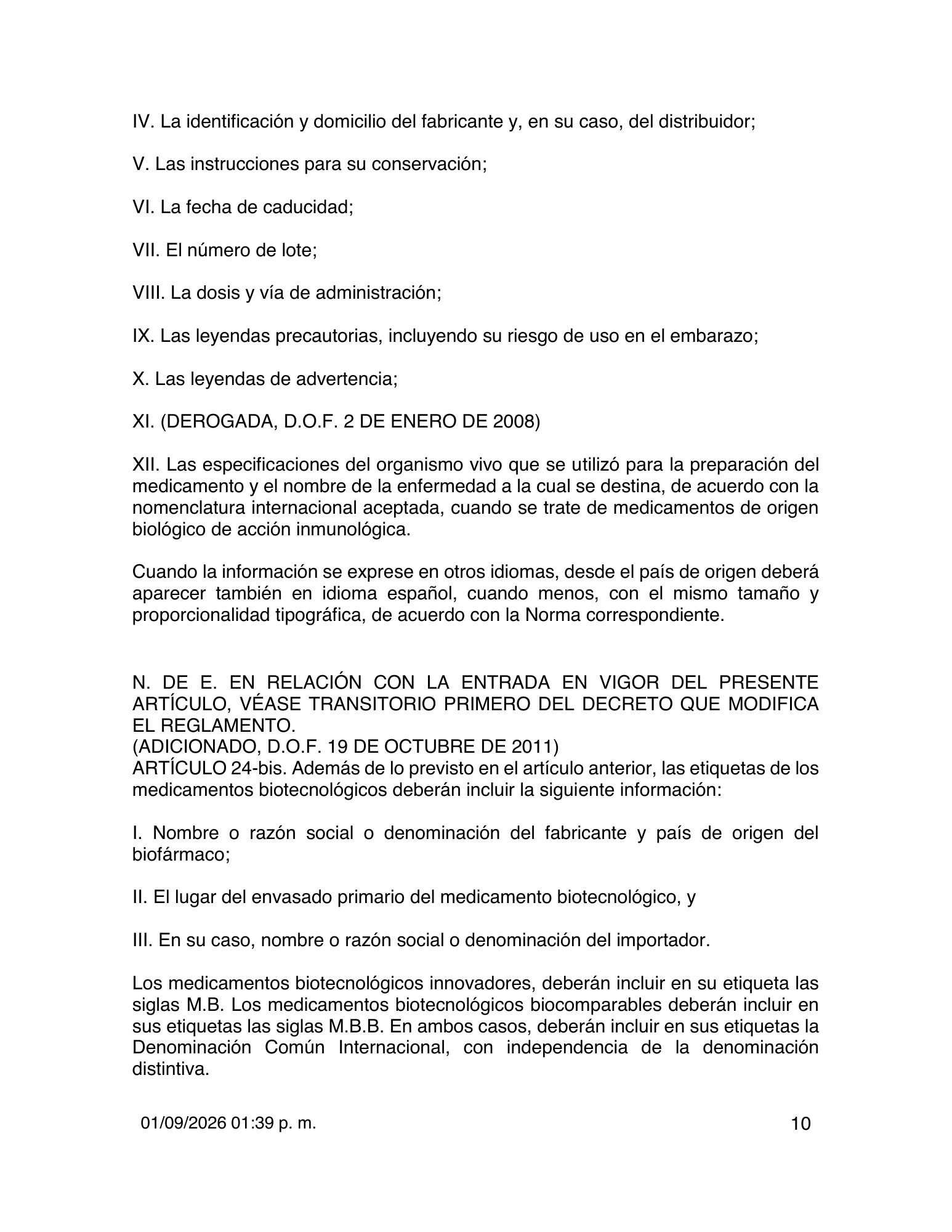 Reglamento de Insumos para la Salud — 2026 compiled expression — official PDF page 10