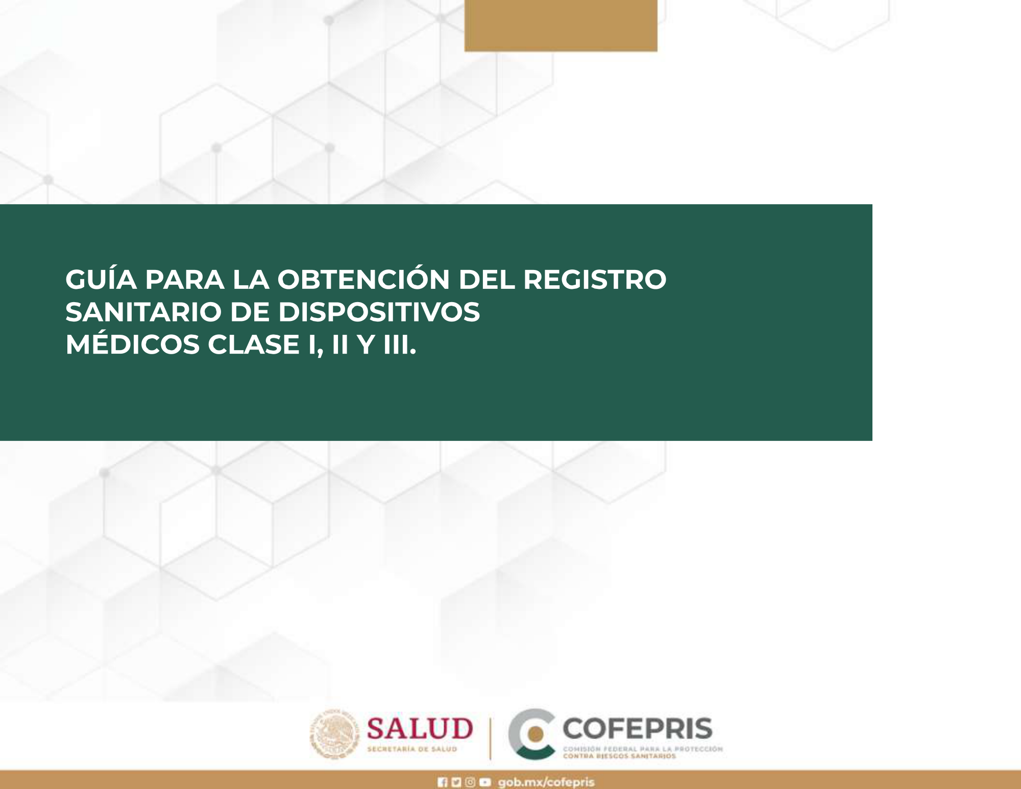 Guía para la obtención del registro sanitario de dispositivos médicos Clase I, II y III — original physical PDF page 1; full original layout and figures retained.