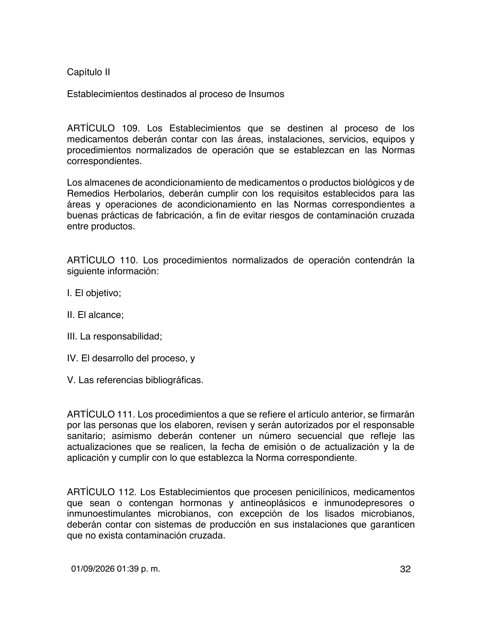 Reglamento de Insumos para la Salud — 2026 compiled expression — official PDF page 32