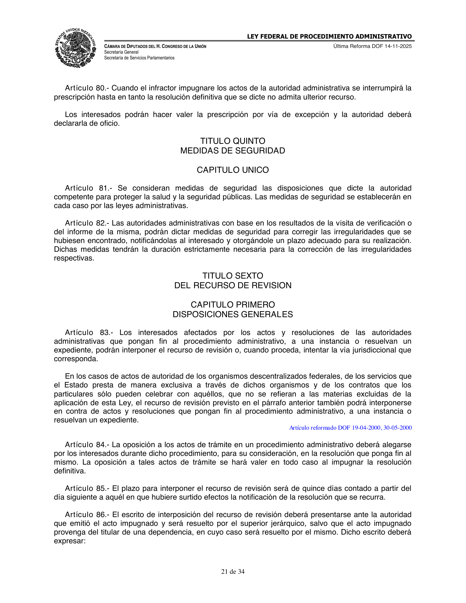 Ley Federal de Procedimiento Administrativo — official PDF page 21