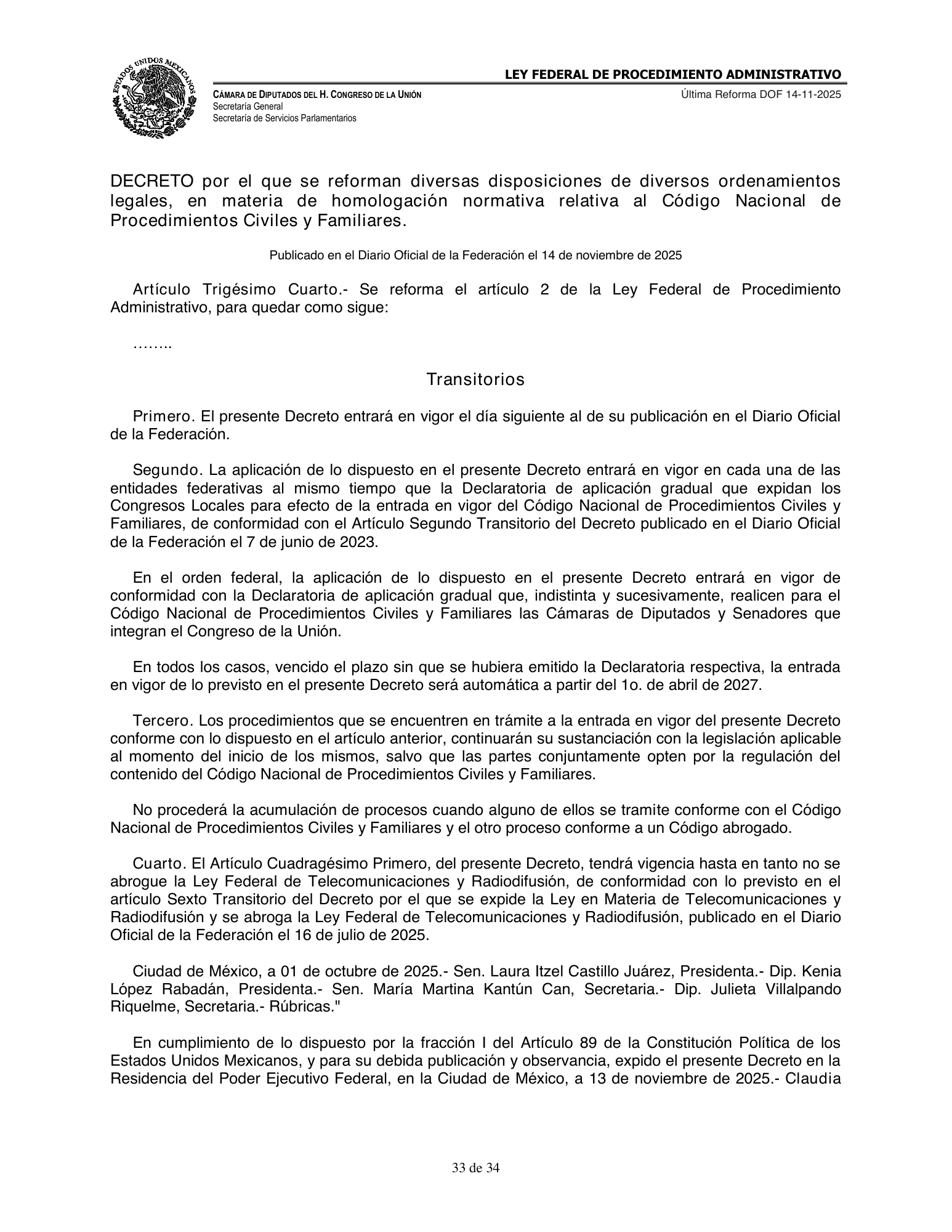 Ley Federal de Procedimiento Administrativo — official PDF page 33