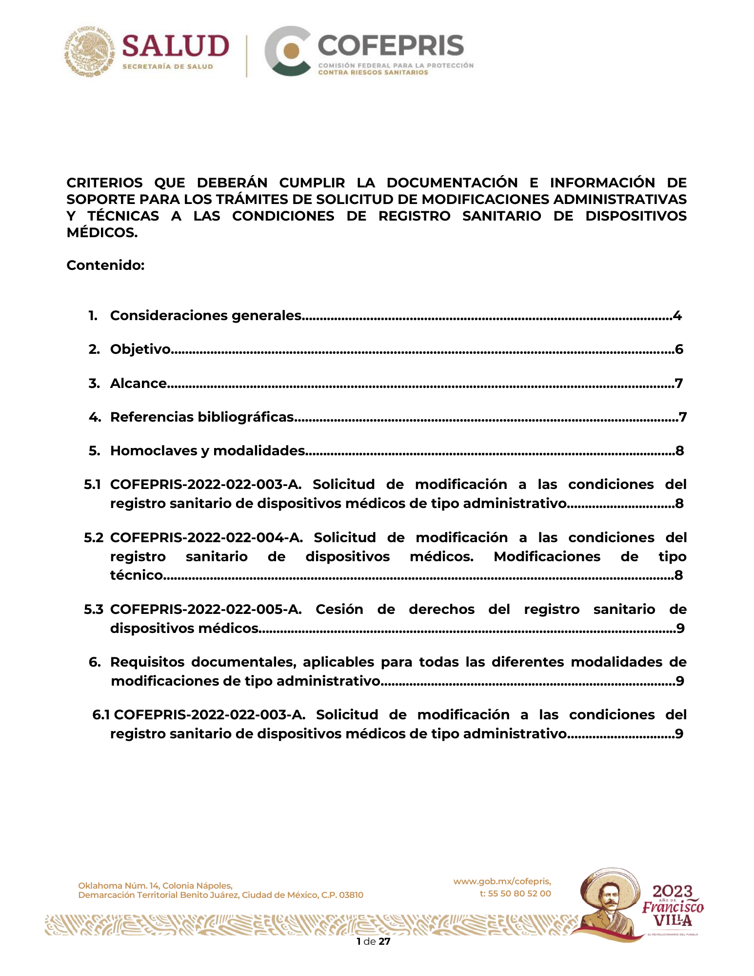 Criterios para definir la clasificación de las modificaciones a las condiciones de registro sanitario de dispositivos médicos — original physical PDF page 2; full original layout and figures retained.