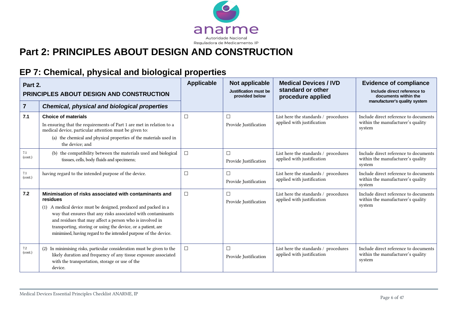 Rendered from the linked Office original — page 6; retained table layout and symbols. This is a render, not an official PDF page.