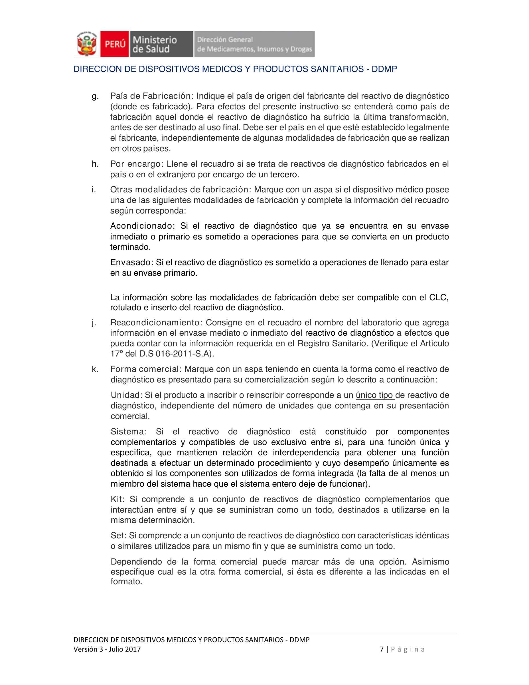 Instructivo de formato complementario — Versión3 (Julio2017) — original official PDF page 7; complete source layout retained