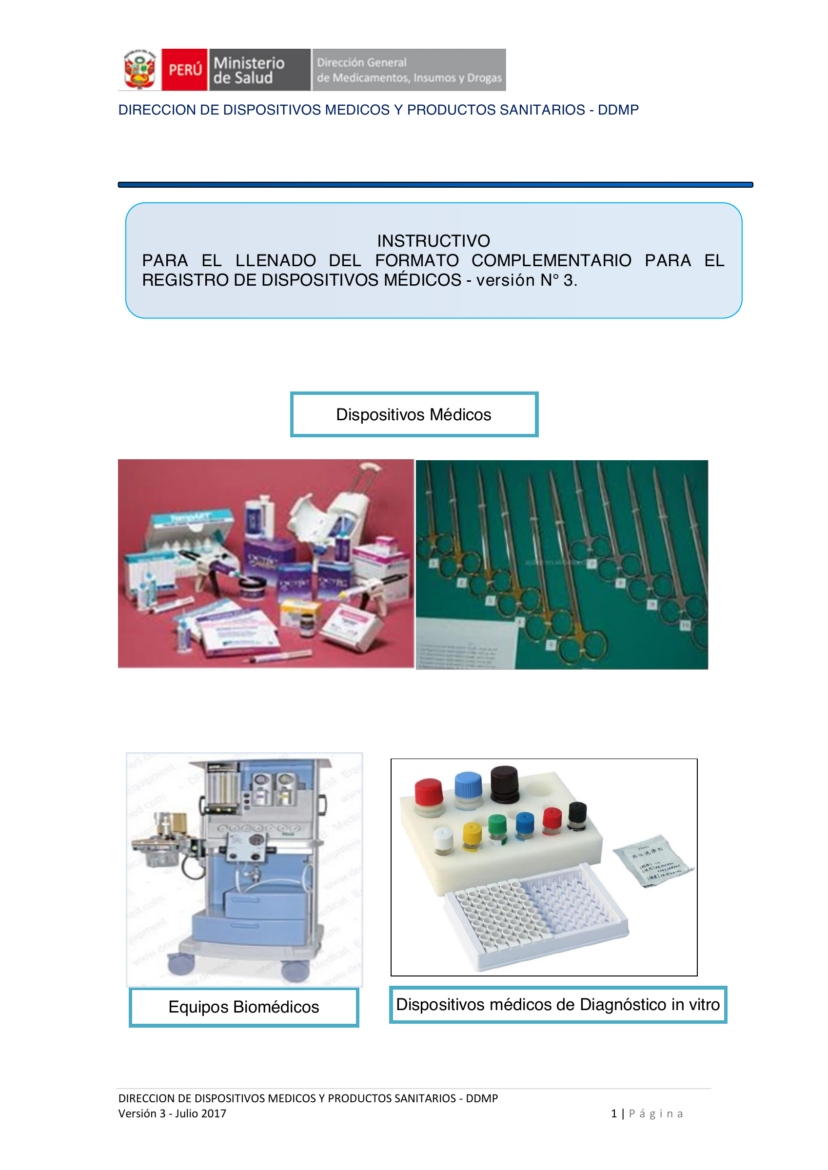 Instructivo de formato complementario — Versión3 (Julio2017) — original official PDF page 1; complete source layout retained