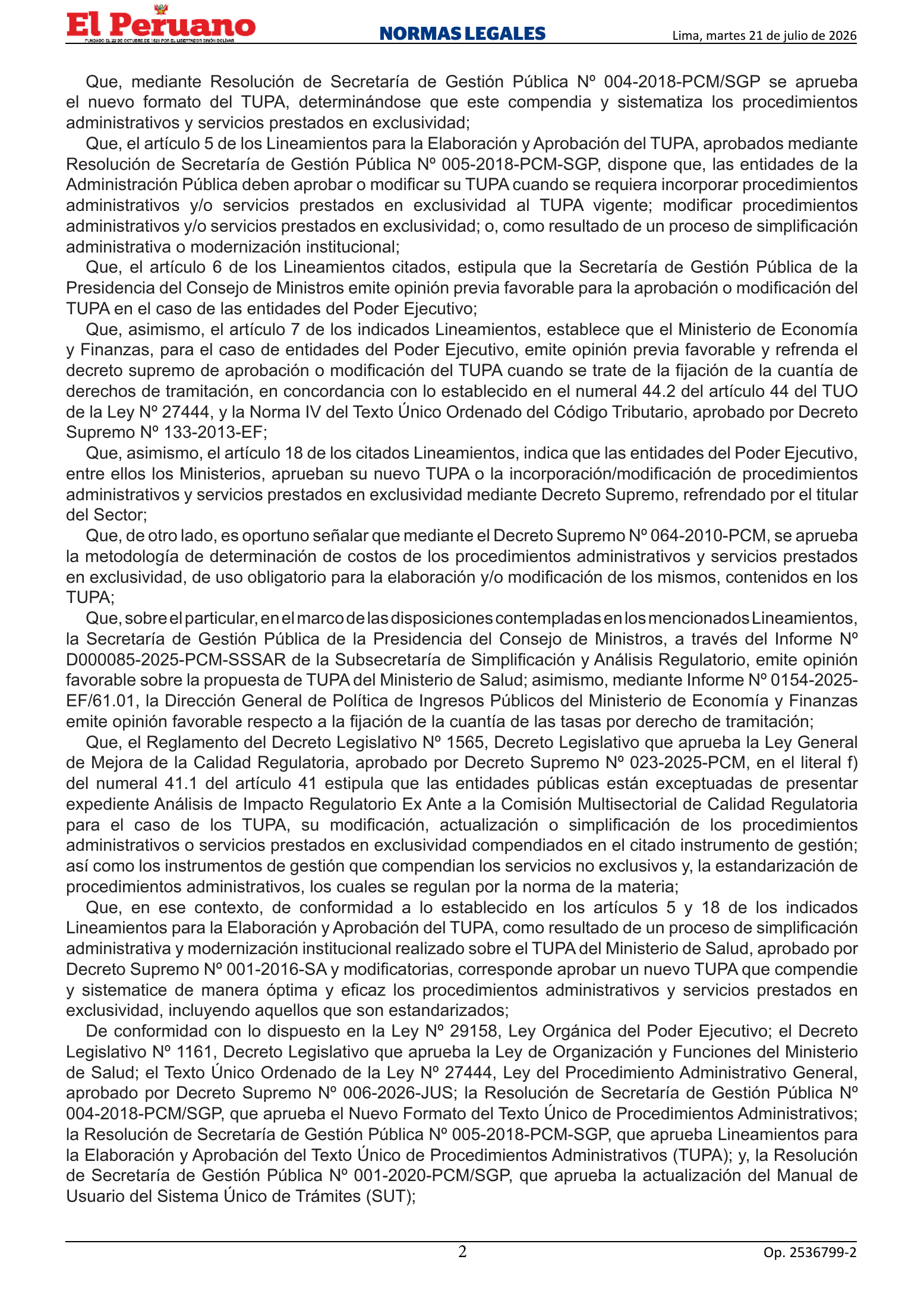 TUPA approved by D.S. 011-2026-SA, original PDF physical page 2