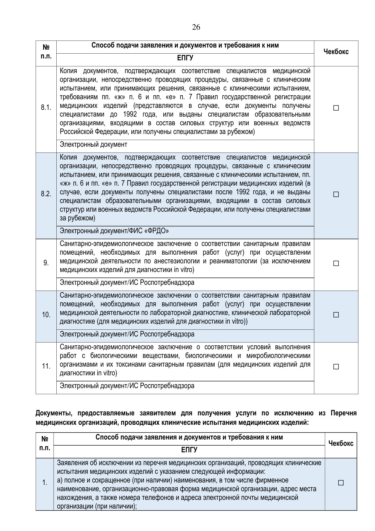 Roszdravnadzor national medical-device registration service standard — complete original official PDF page 26; source image governs.