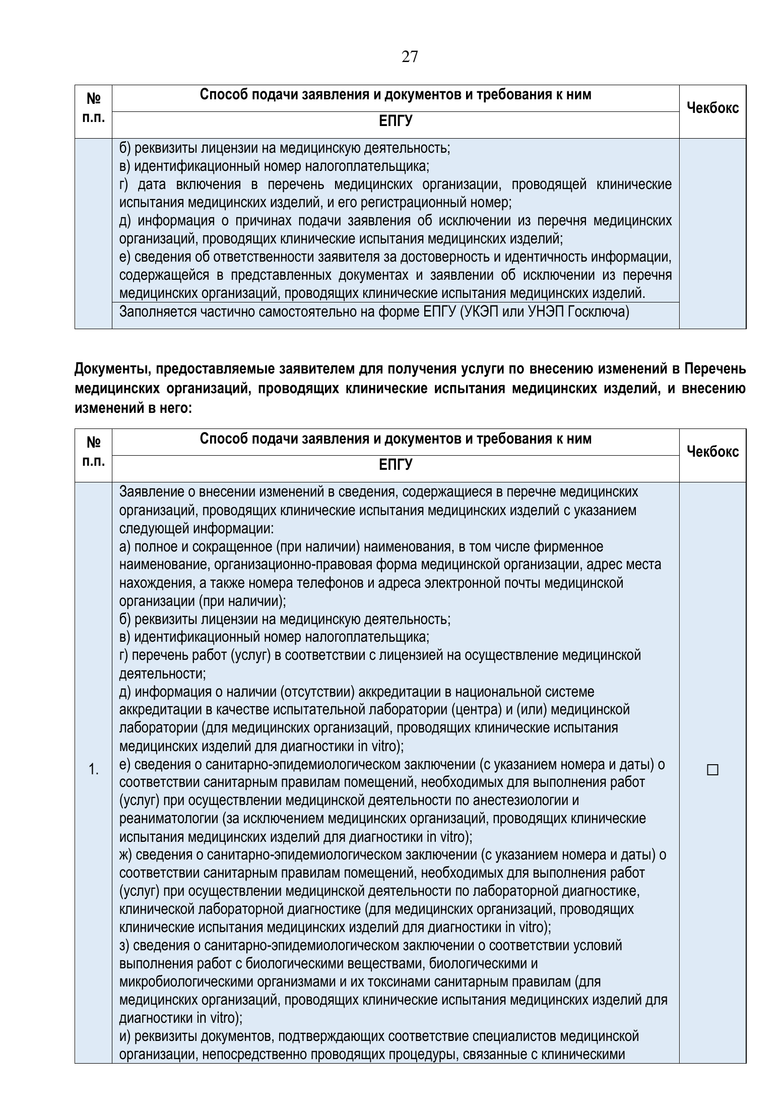 Roszdravnadzor national medical-device registration service standard — complete original official PDF page 27; source image governs.