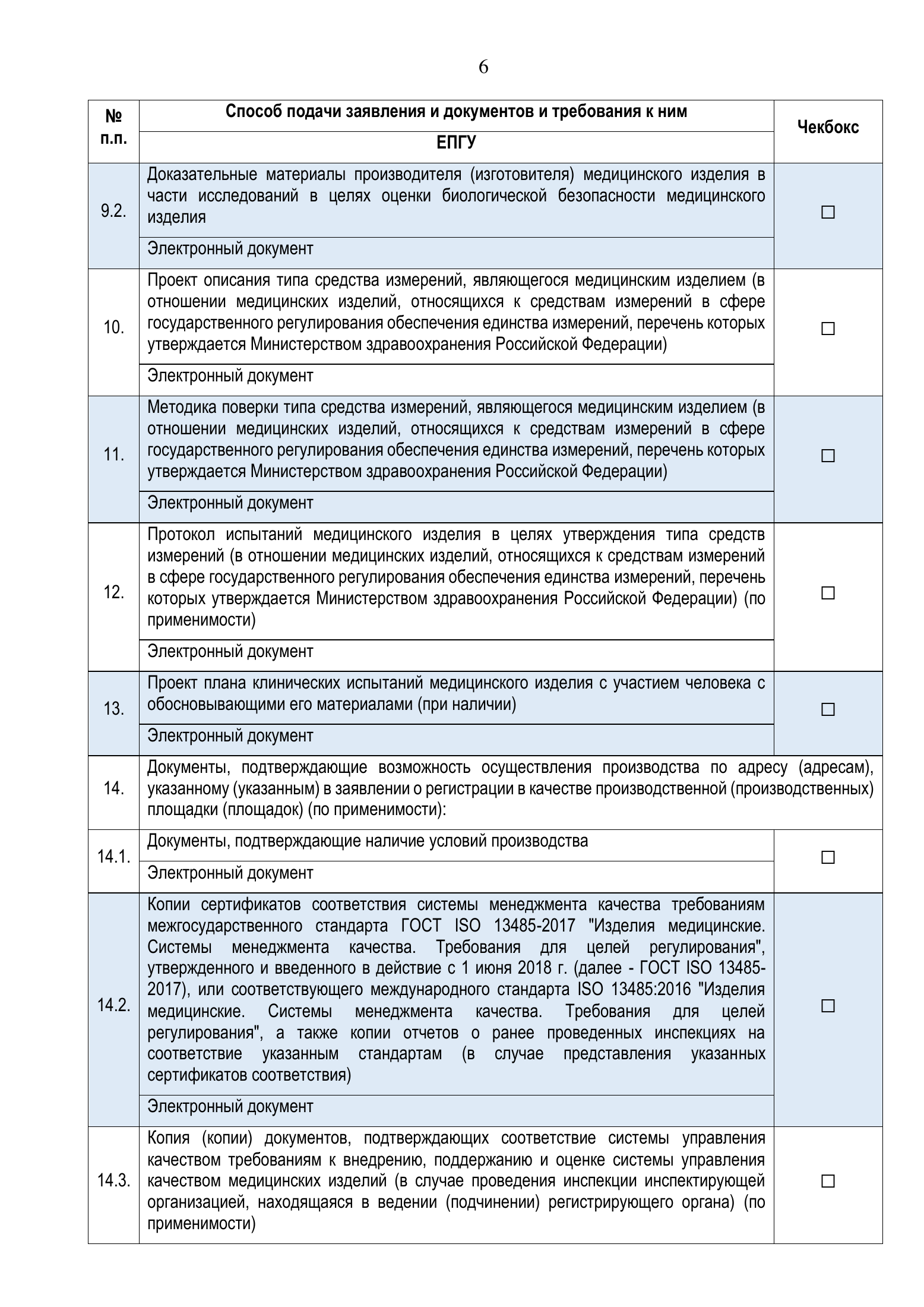 Roszdravnadzor national medical-device registration service standard — complete original official PDF page 6; source image governs.