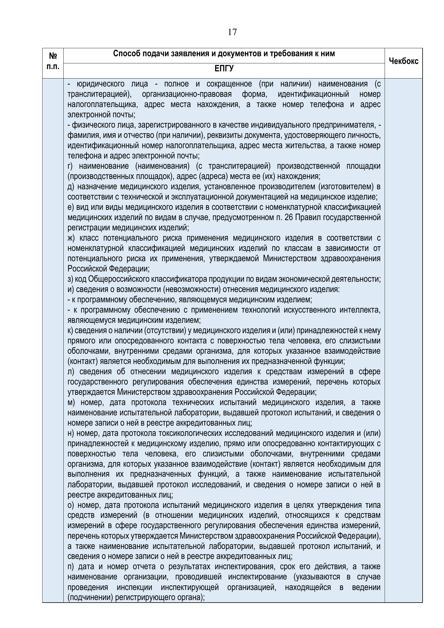 Roszdravnadzor national medical-device registration service standard — complete original official PDF page 17; source image governs.