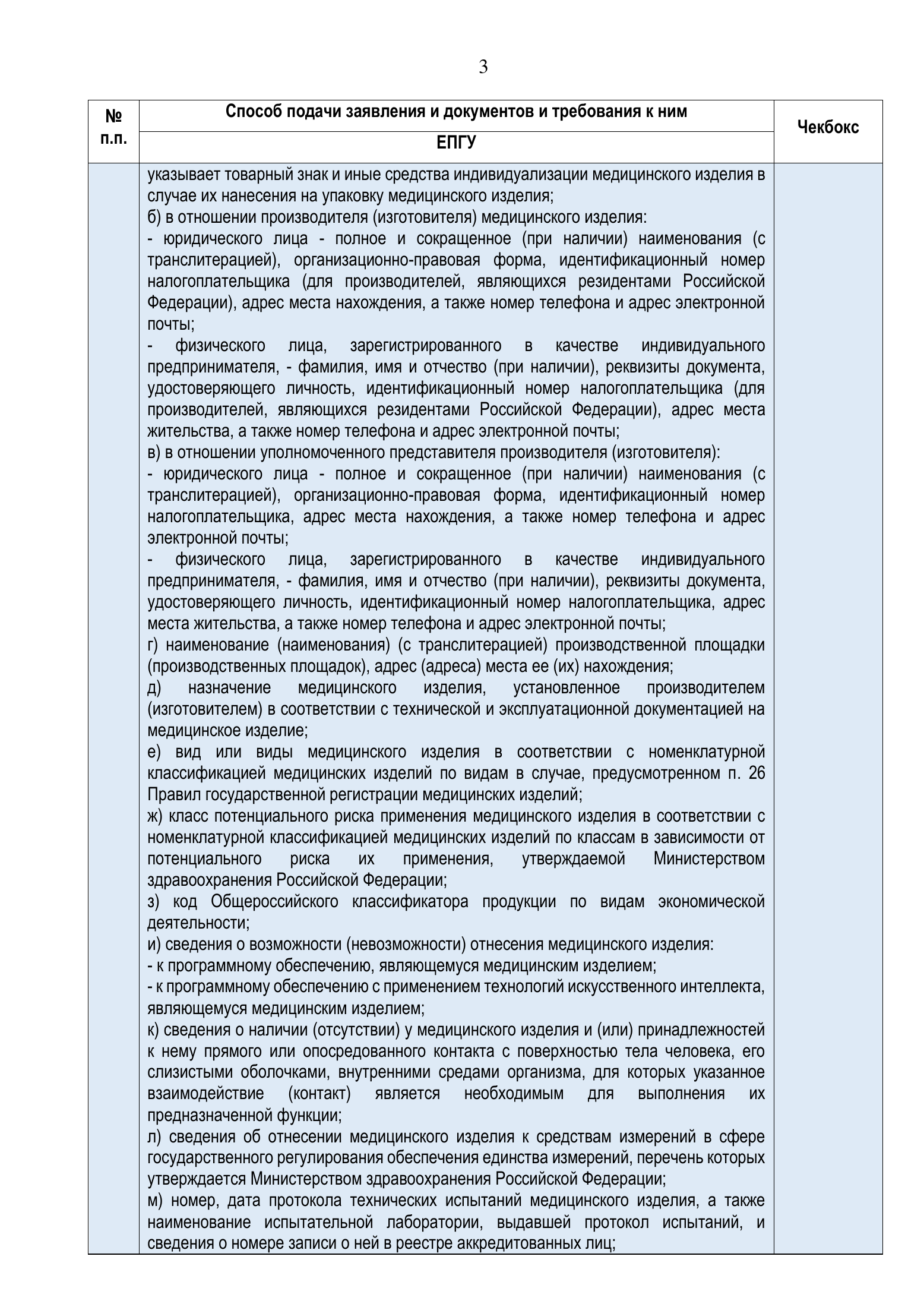 Roszdravnadzor national medical-device registration service standard — complete original official PDF page 3; source image governs.