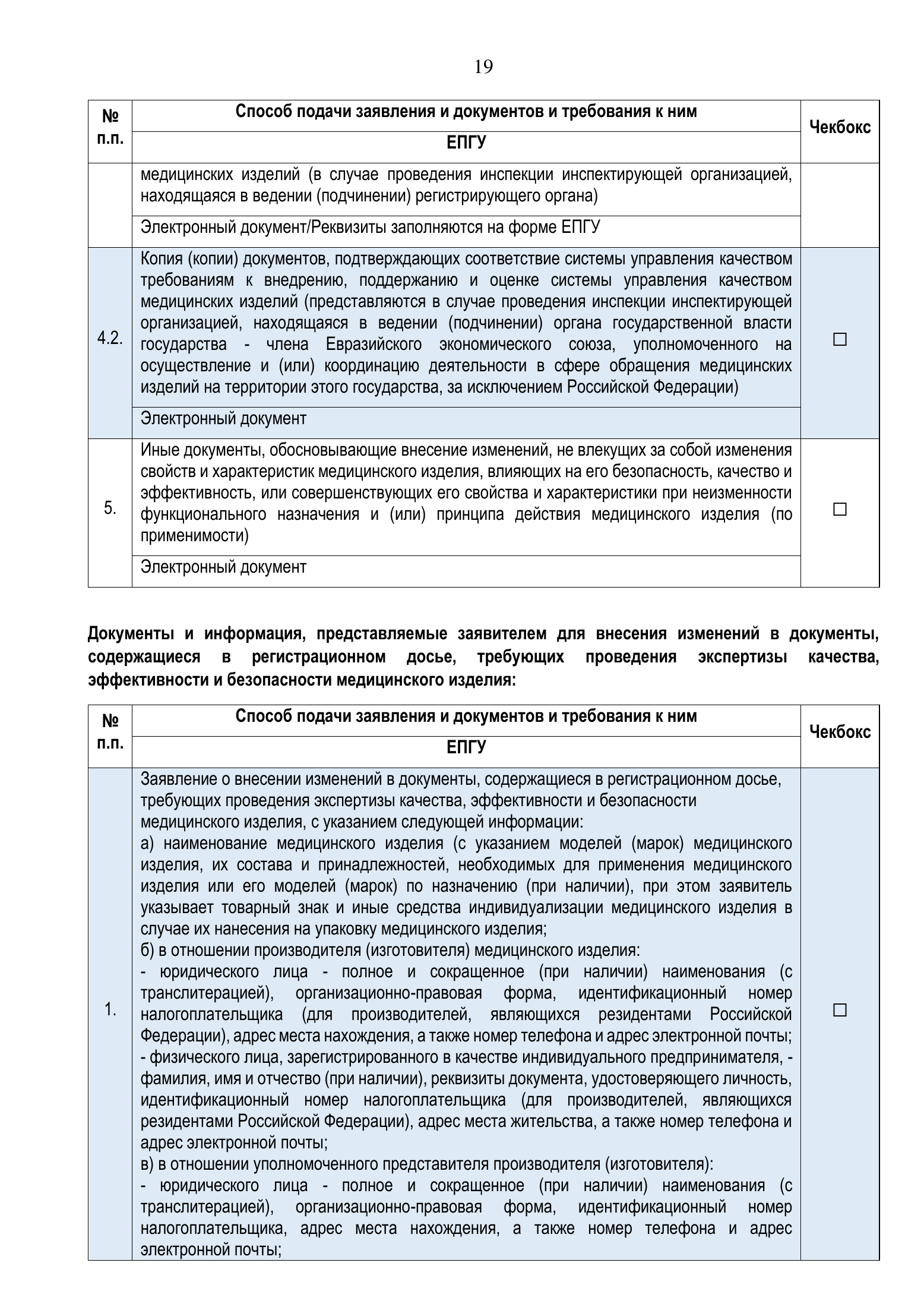 Roszdravnadzor national medical-device registration service standard — complete original official PDF page 19; source image governs.