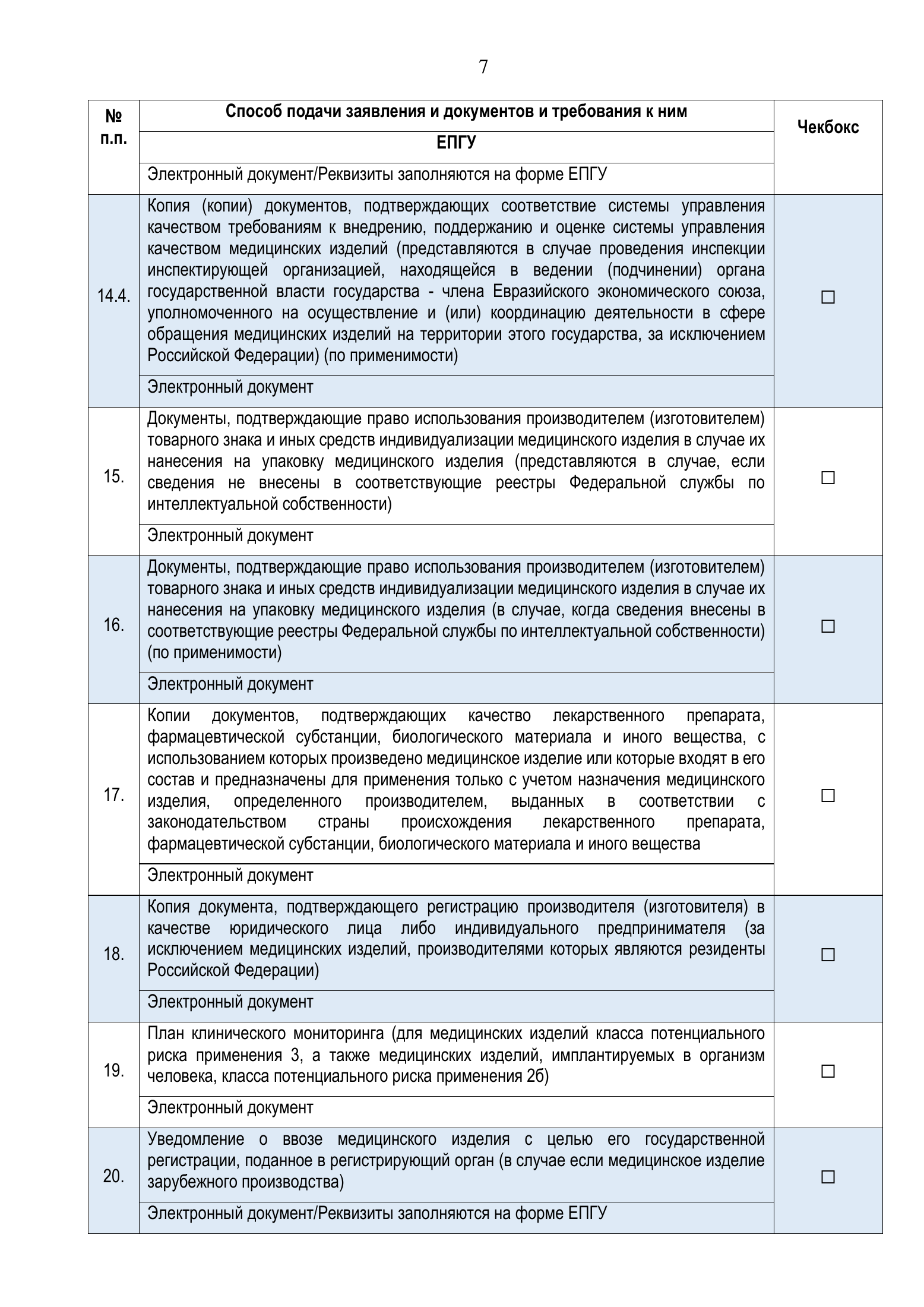 Roszdravnadzor national medical-device registration service standard — complete original official PDF page 7; source image governs.