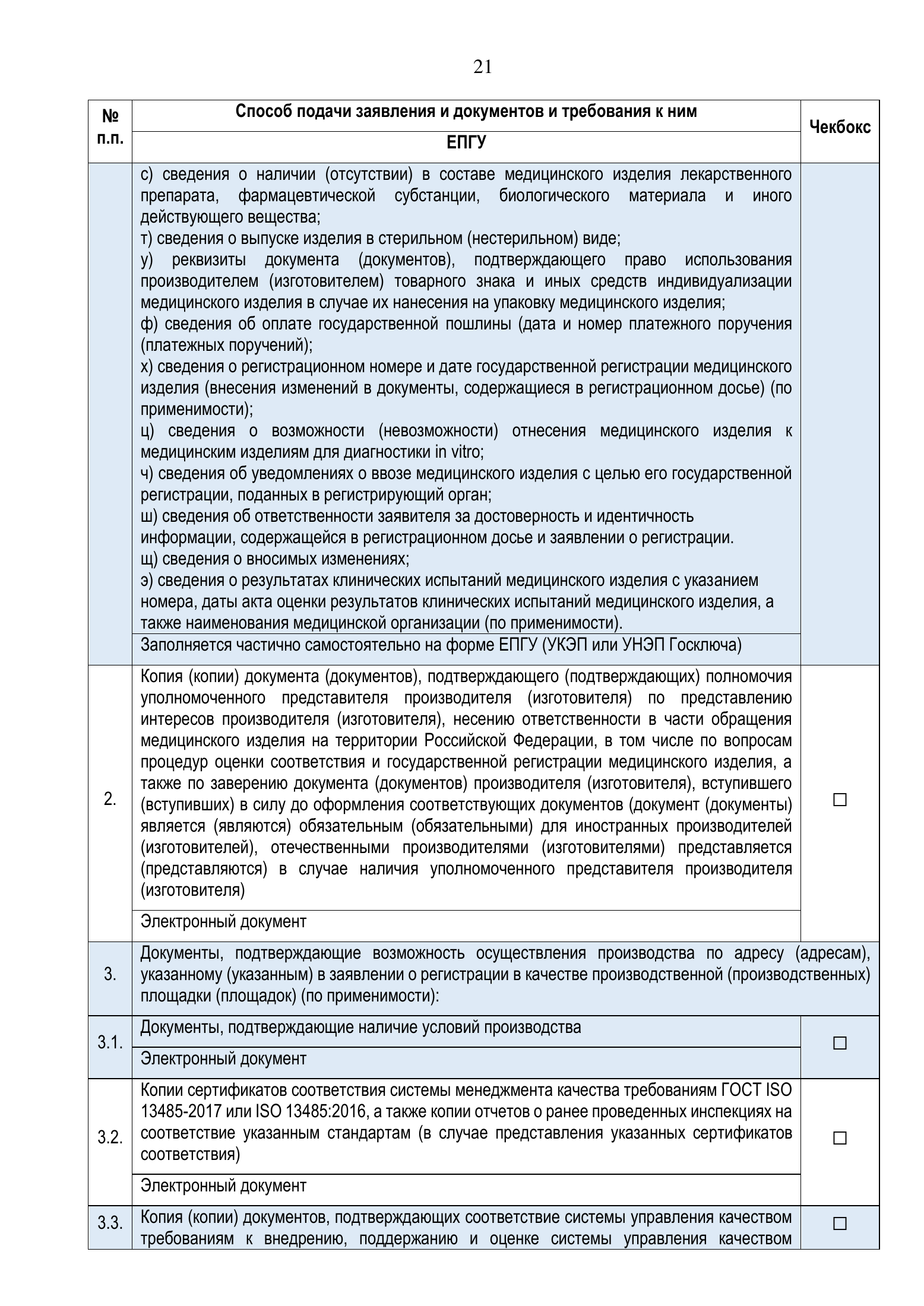 Roszdravnadzor national medical-device registration service standard — complete original official PDF page 21; source image governs.